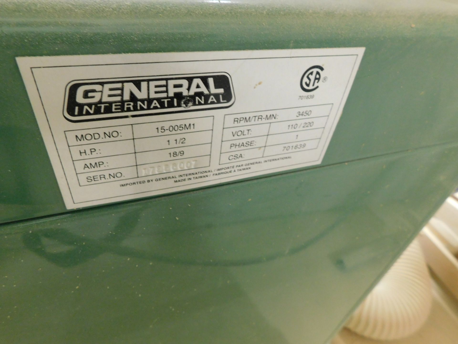 GENERAL INTERNATIONAL EDGE SANDER, 15-005M1, 110/220V, 1PH - Image 2 of 2