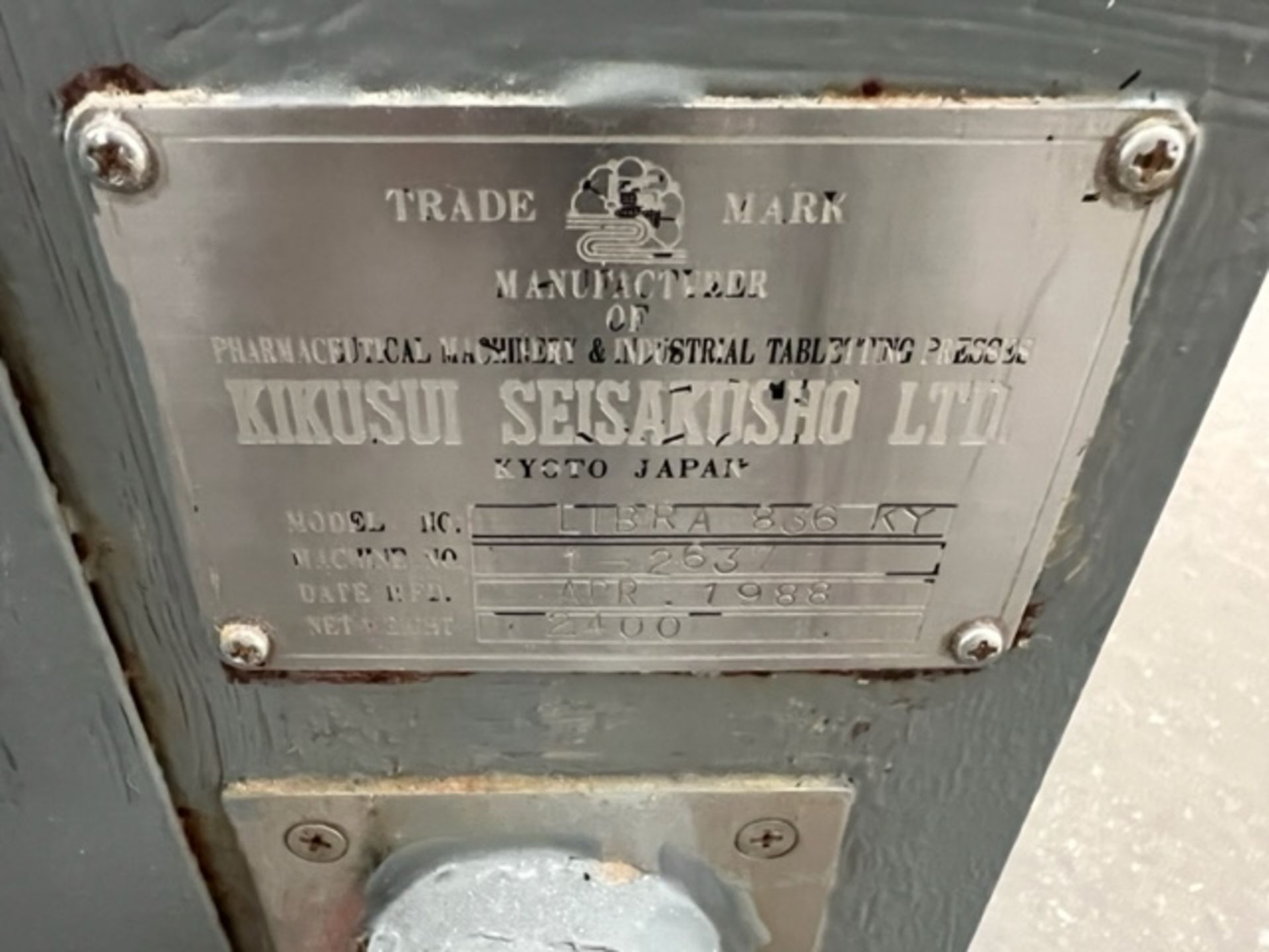 Asset 276 - Kikusui model LIBRA-836-KY 36-station Rotary Tablet Press with keyed head, SS hopper - Image 8 of 8