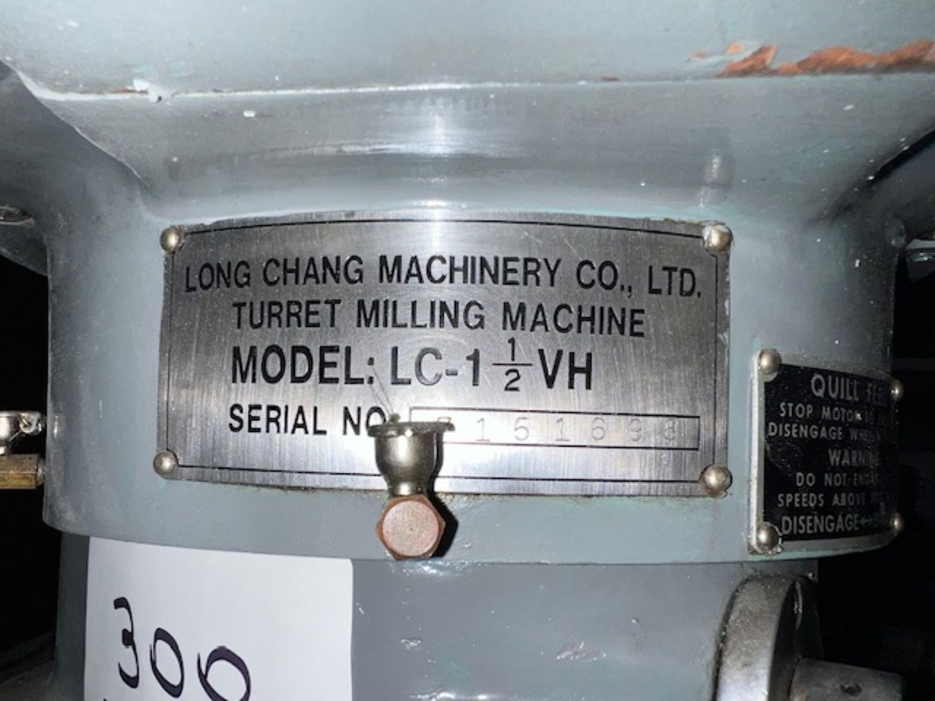 Asset 300A - Sharp First Long Chang Machinery model LC-1 1/2VH Milling machine with 9" wide x 42" - Image 6 of 6