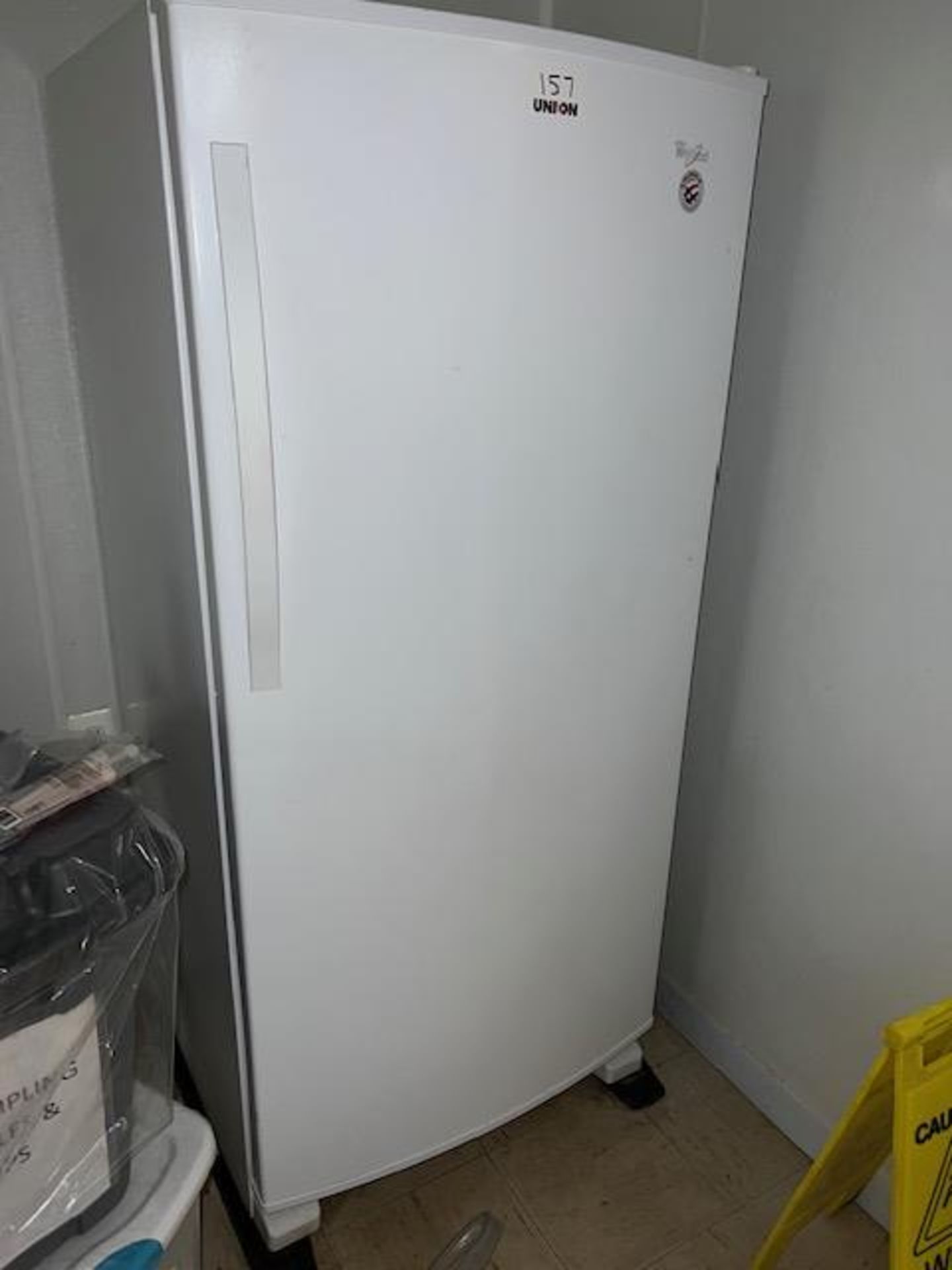 Asset 157 - Whirlpool model WRR56X18FW01 Single Door Refrigerator serial#74103909. $345.00 Rigged