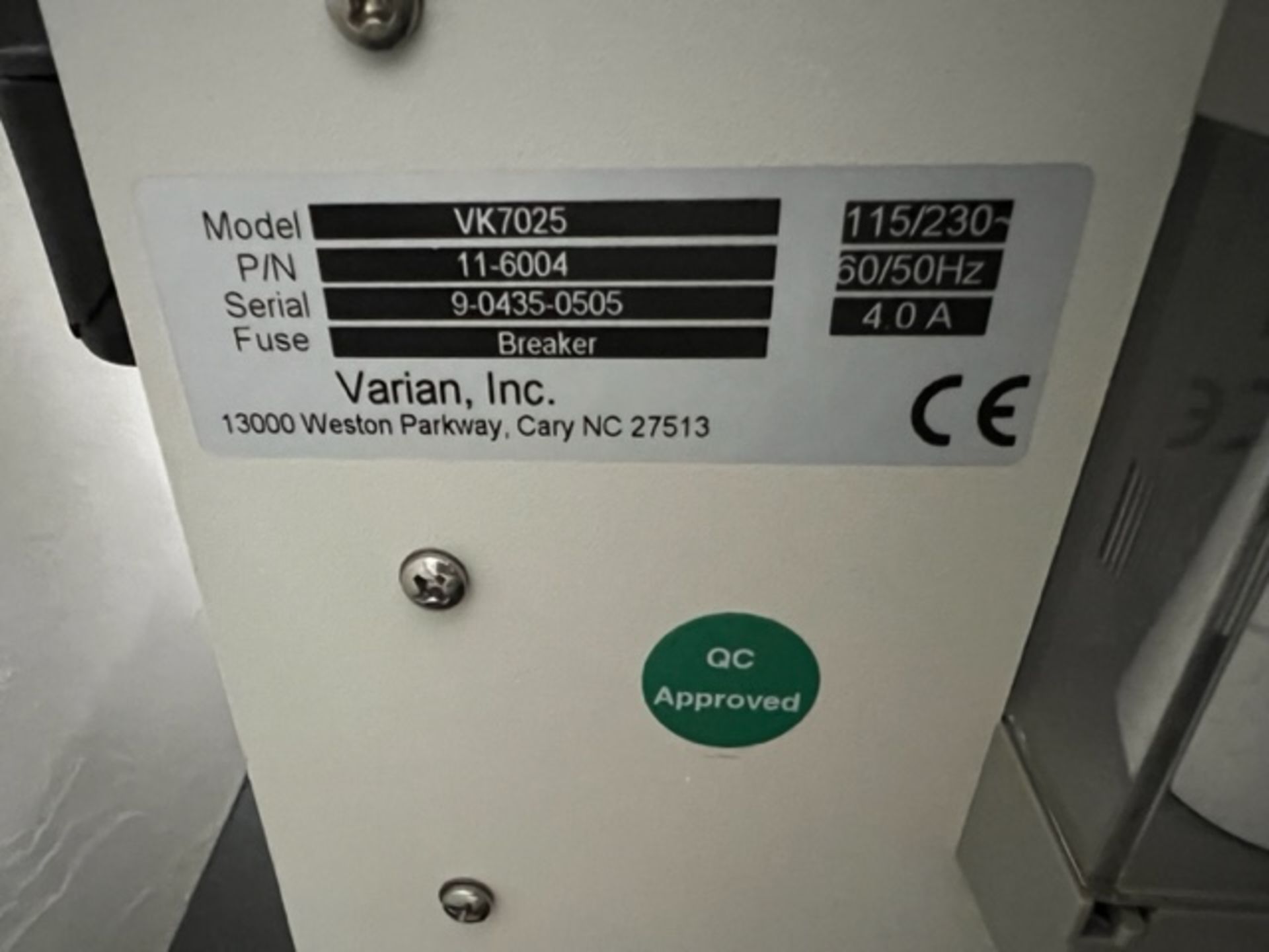 Asset 269 - Varian model VK7025 8-pot Disolution Unit, serial#9-0435-0505, 115/230 volts. $275.00 - Image 6 of 6