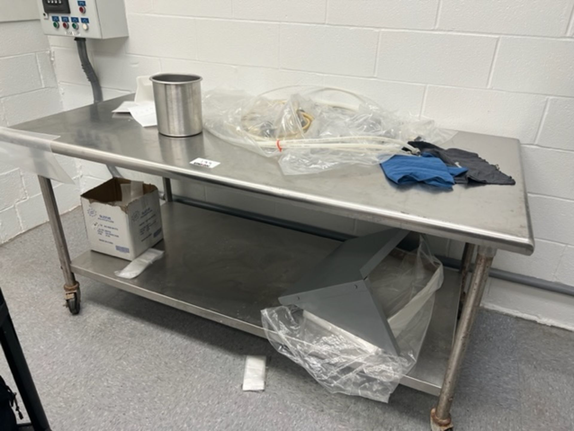 Asset 199 - 72" x 36" Stainless Steel table. $345.00 Rigged and packed on 48" x 40" pallet banded