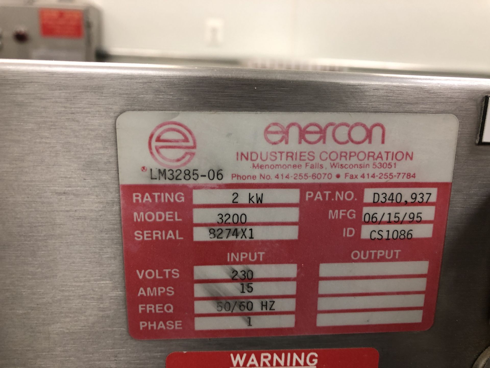 Asset 312 - Enercon model LM2758-50 Compak Induction Sealer, water cooled with 2.5" opening for cap. - Image 3 of 4