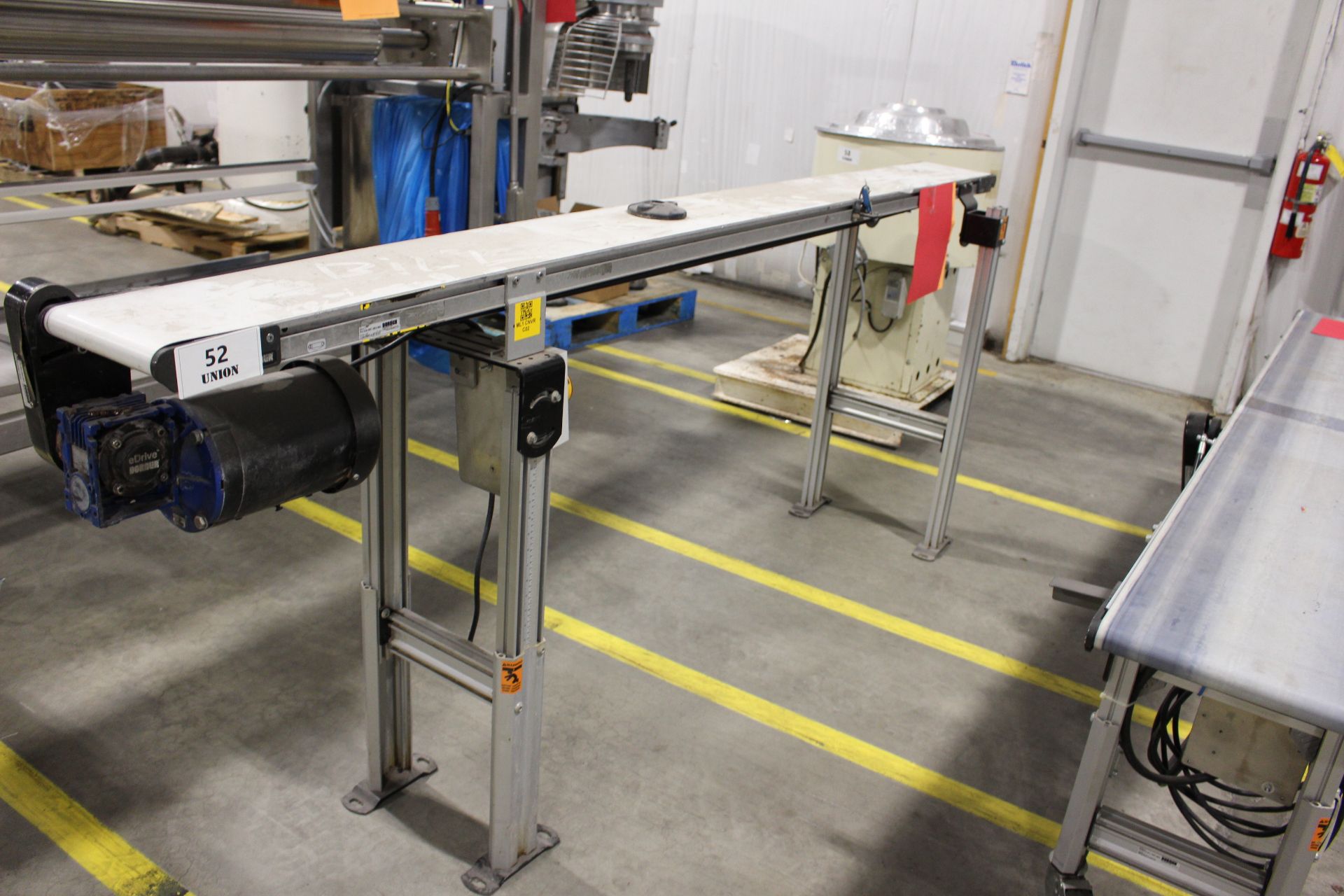 Asset 52 - Dorner 8" wide x 96" long x 40.5" tall Conveyor on casters. 3 phase, 60 cycle, 230/460