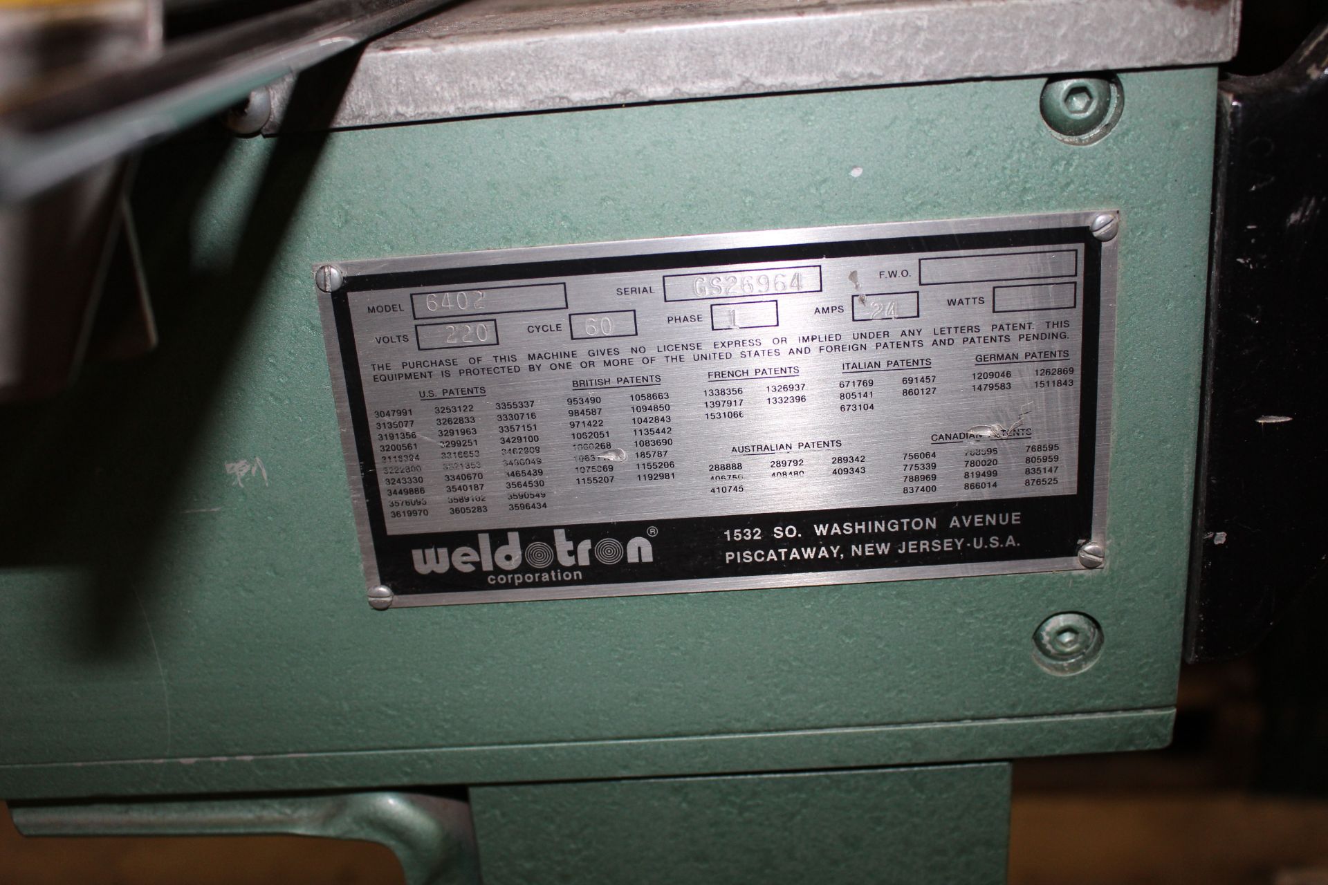 Asset 43 - Weldotron 6402 L-Bar Sealer, Single phase, 220 volts, 20" x 28" sealing plate, - Image 2 of 2