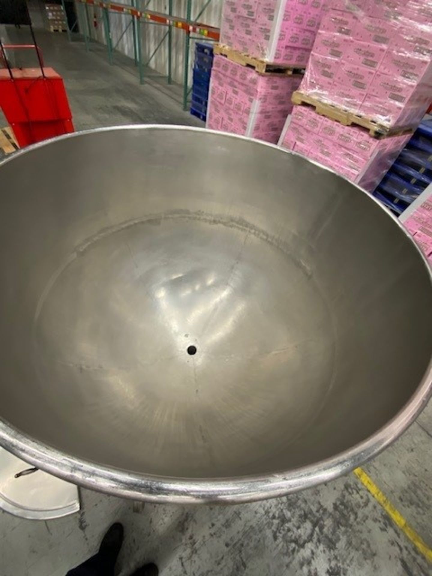 Lee 150 gallon stainless steel jacketed cooking kettle serial number 604B with hot water - Image 2 of 3