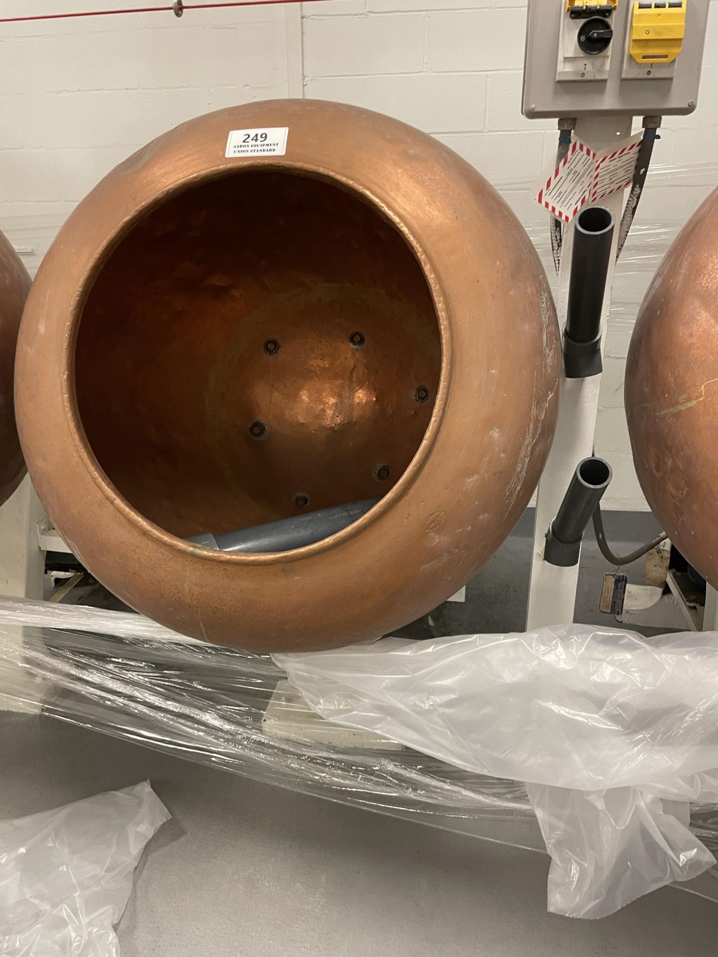 Asset 249 - Burkhard 38" diameter Copper Coating Pan with 34" deep x 24" diameter opening bowl on - Image 2 of 4