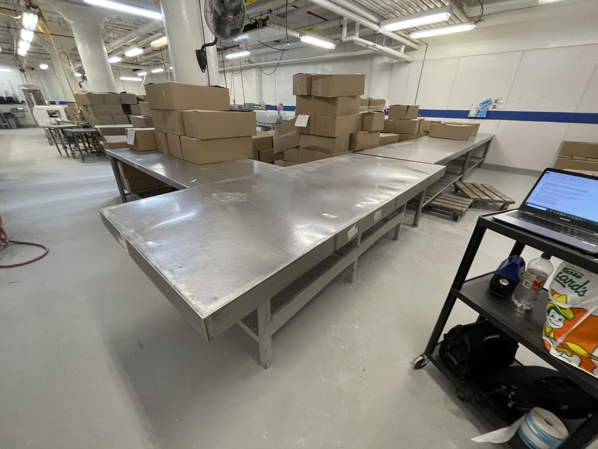 Asset 199 - Stainless steel table 48" wide x 166" long ~ Location: Canajoharie, NY, US ~ Rigging: $