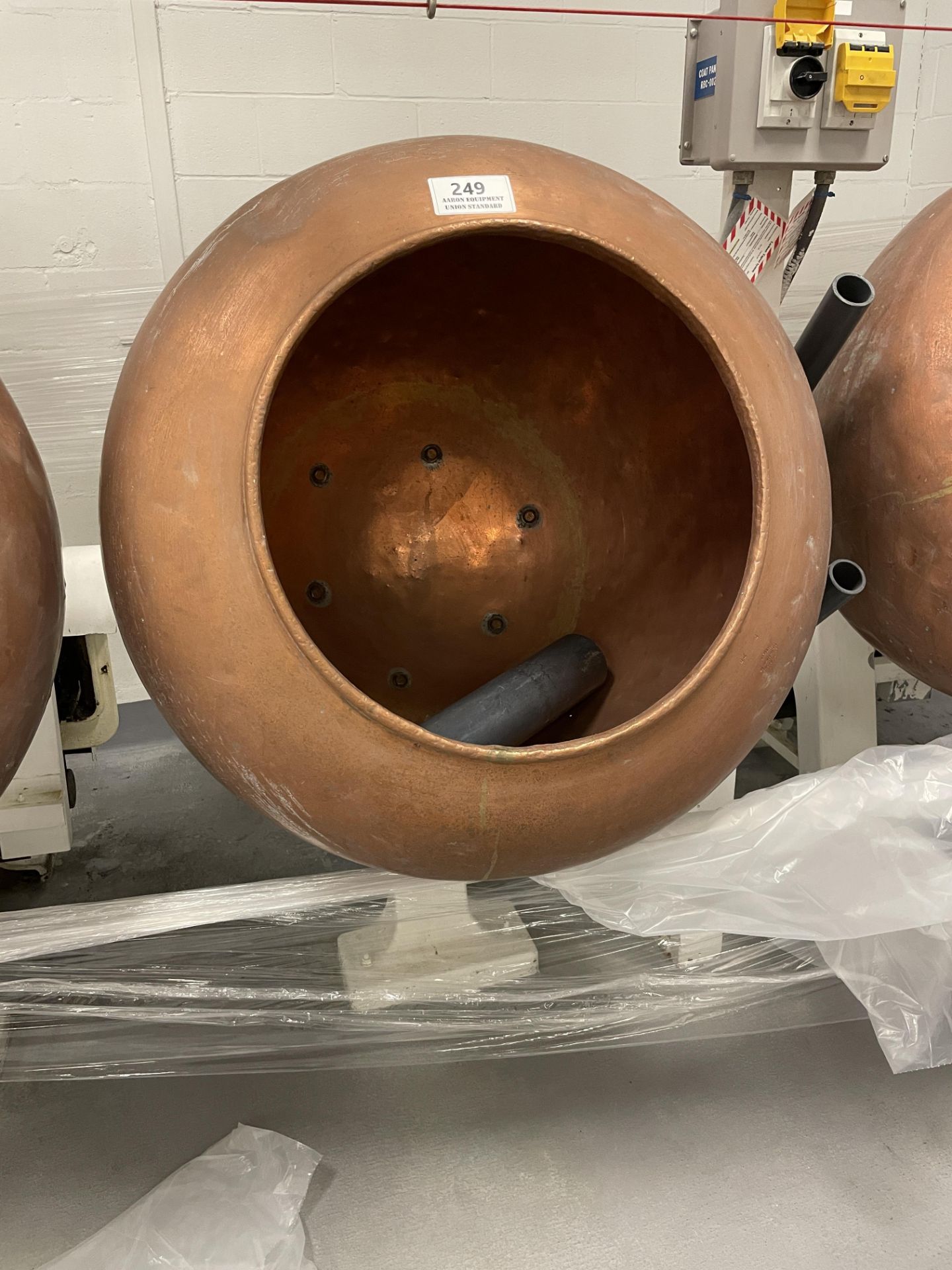 Asset 249 - Burkhard 38" diameter Copper Coating Pan with 34" deep x 24" diameter opening bowl on