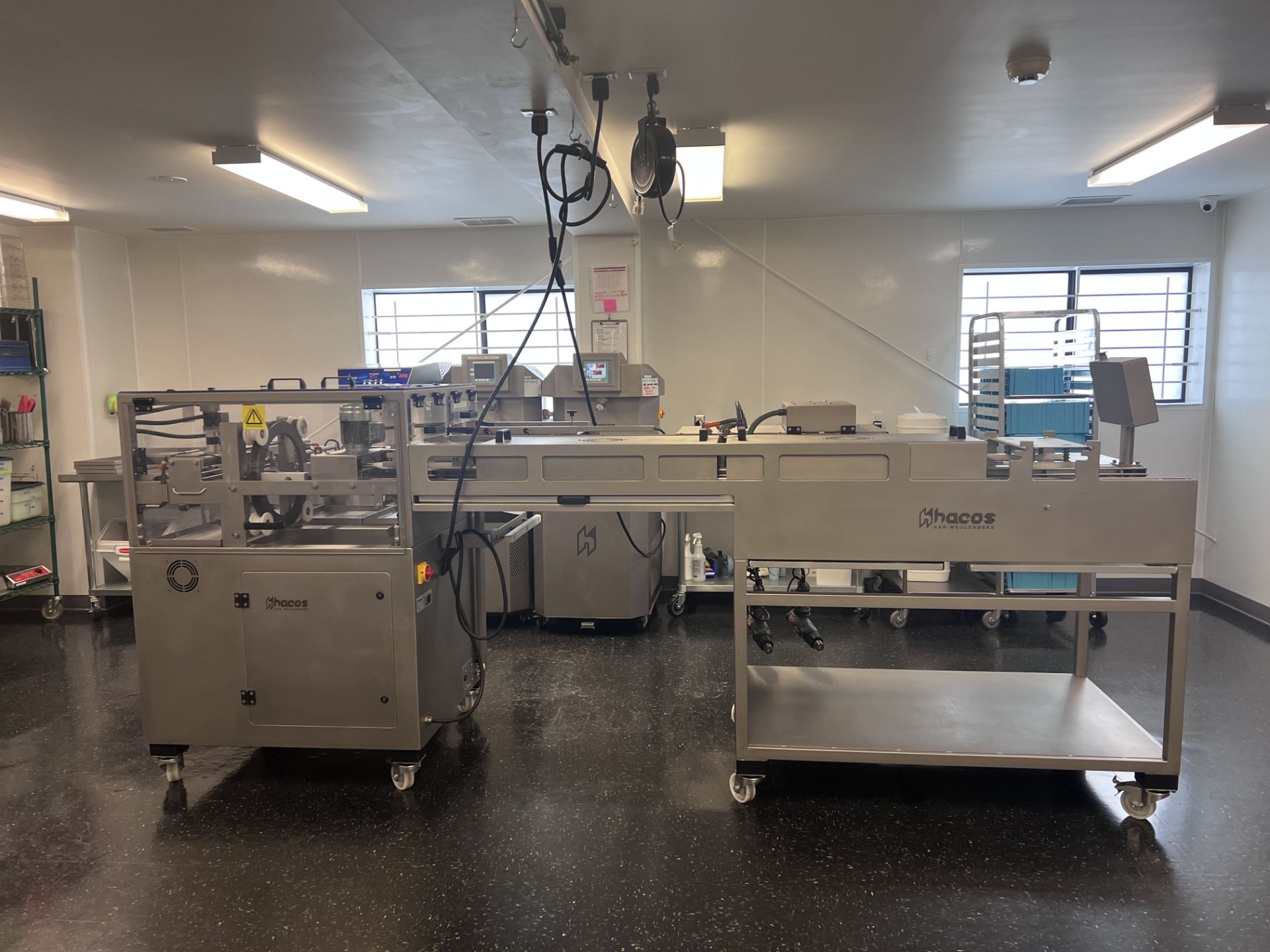 Hacos HML 480S Chocolate Molding Line. Serial number 1618-2015 (Built new in 2015) Flood and