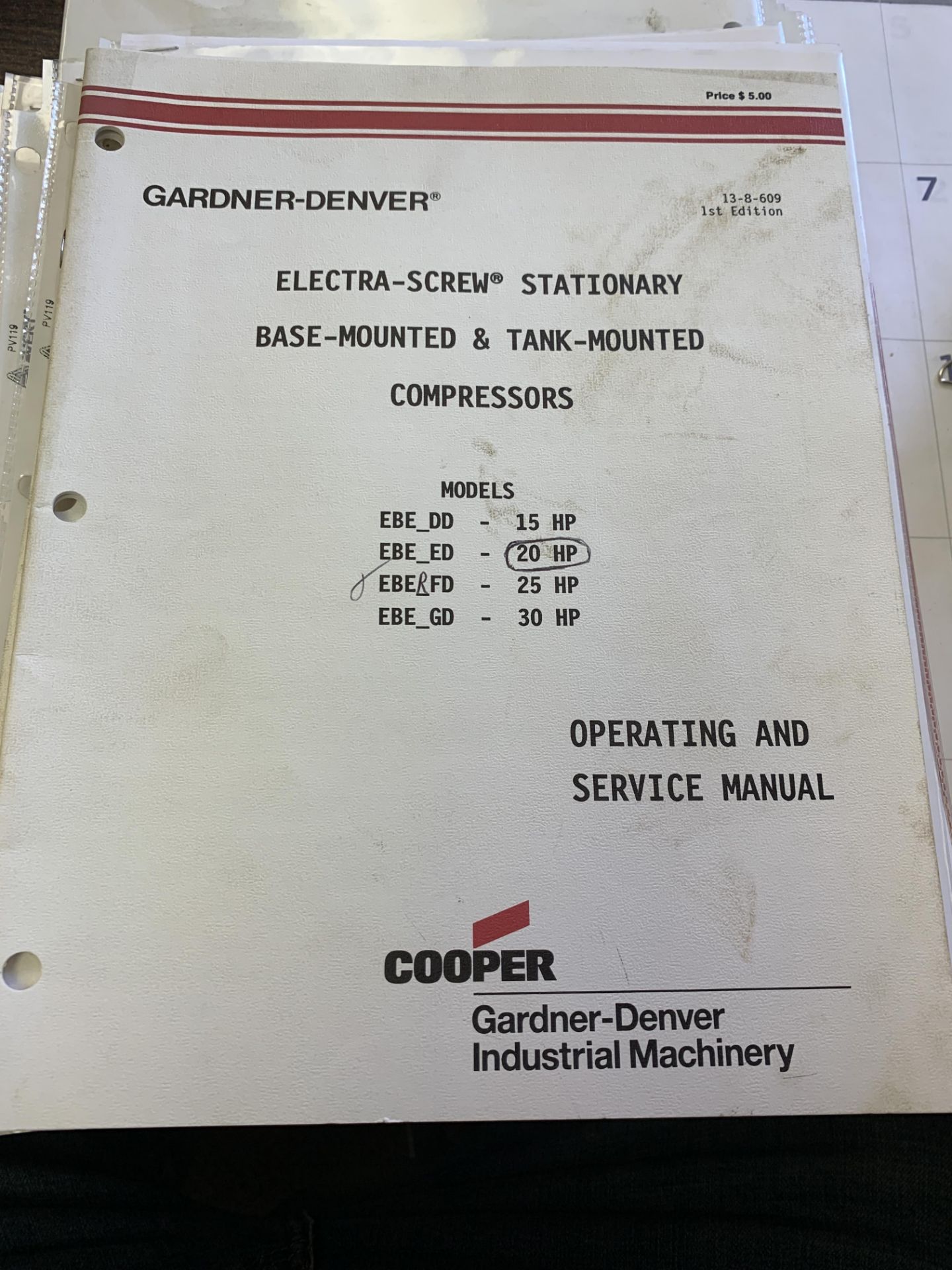 GARDNER DENVER 20 HP Air Compressor w/ Spare Parts - Image 13 of 15