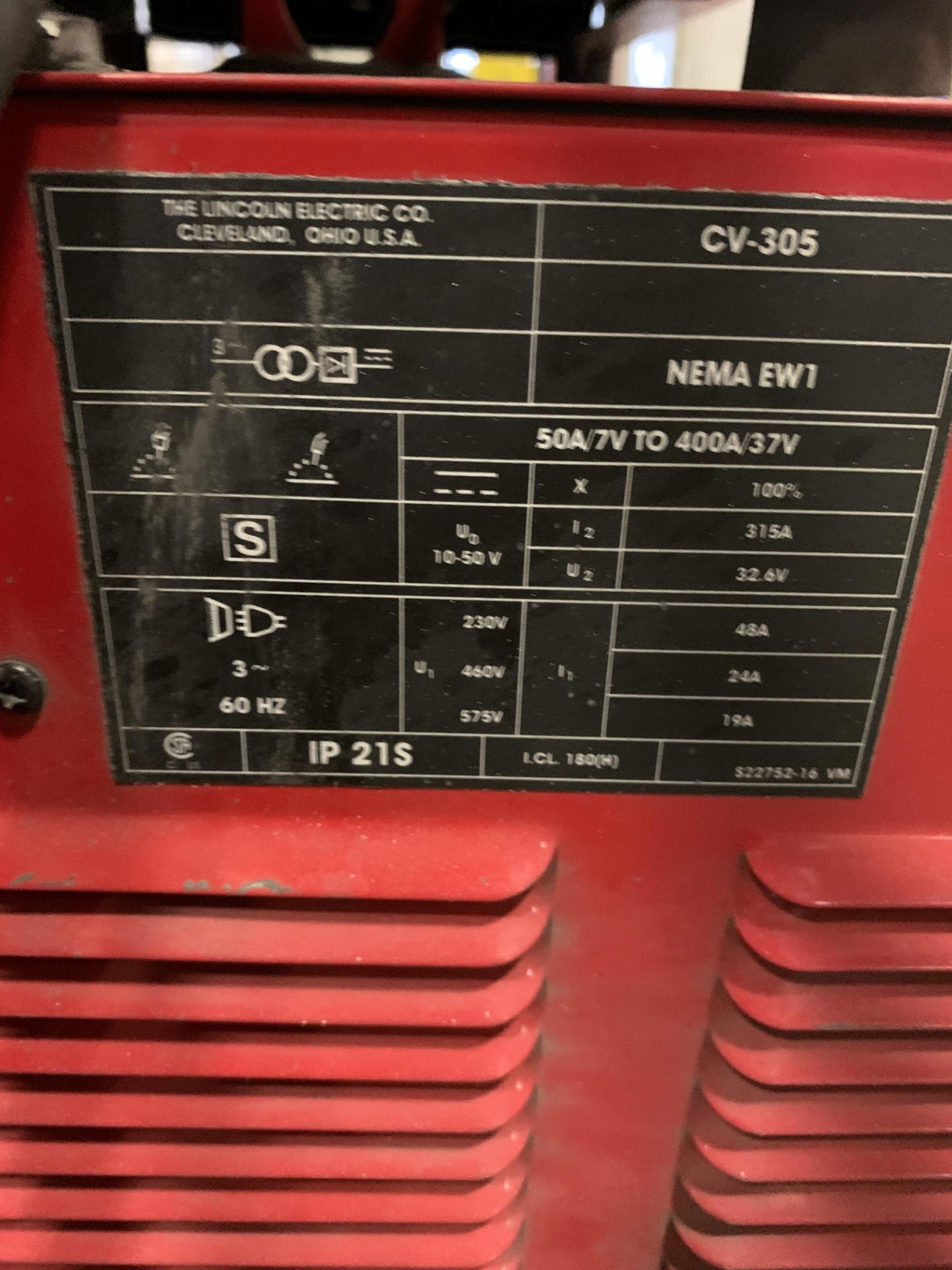 LINCOLN Idealarc CV305 Mig Welder w/ LF-72 Wire Feeder on Cart - Image 7 of 11