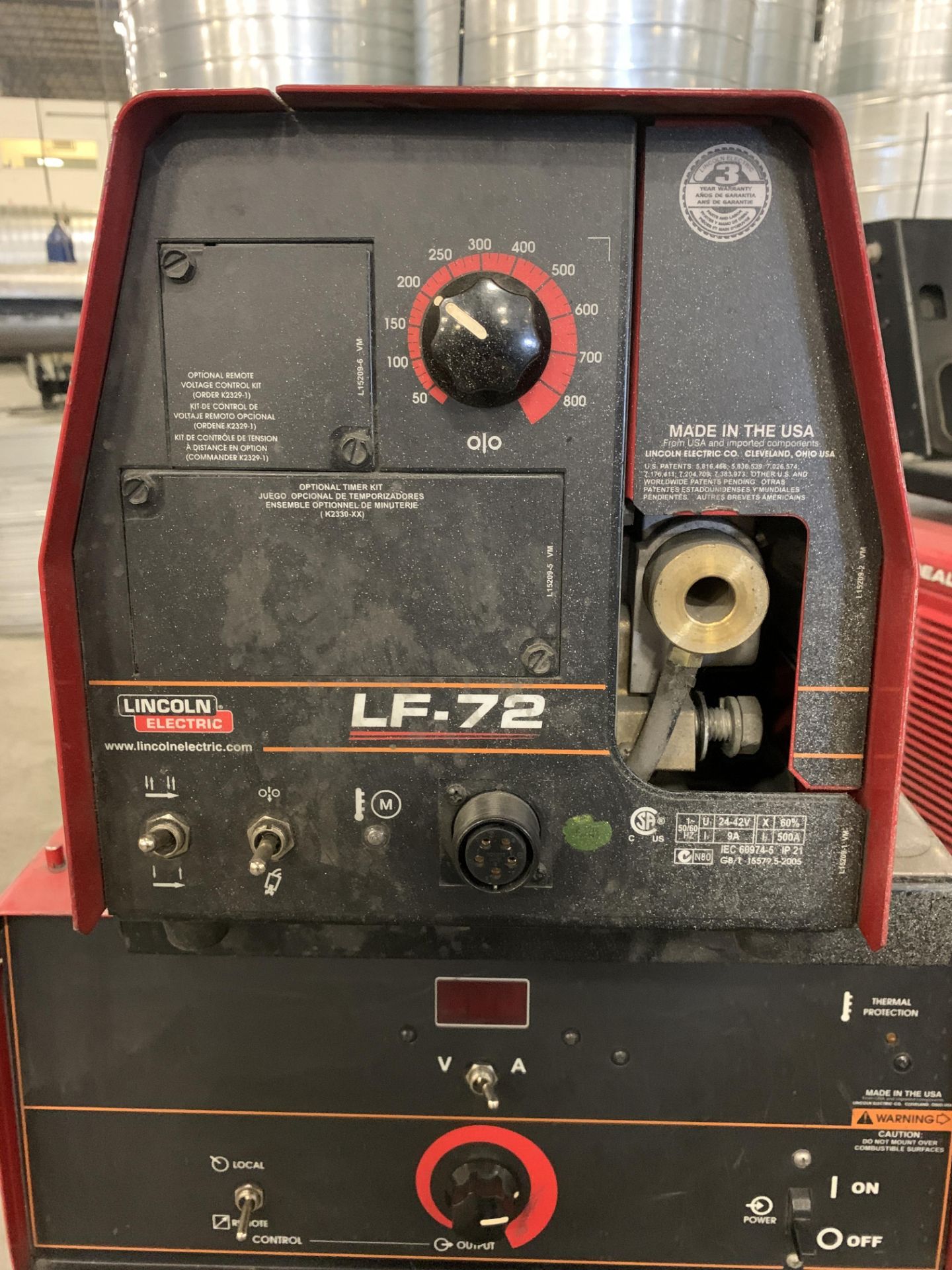 LINCOLN Idealarc CV305 Mig Welder w/ LF-72 Wire Feeder on Cart - Image 9 of 11