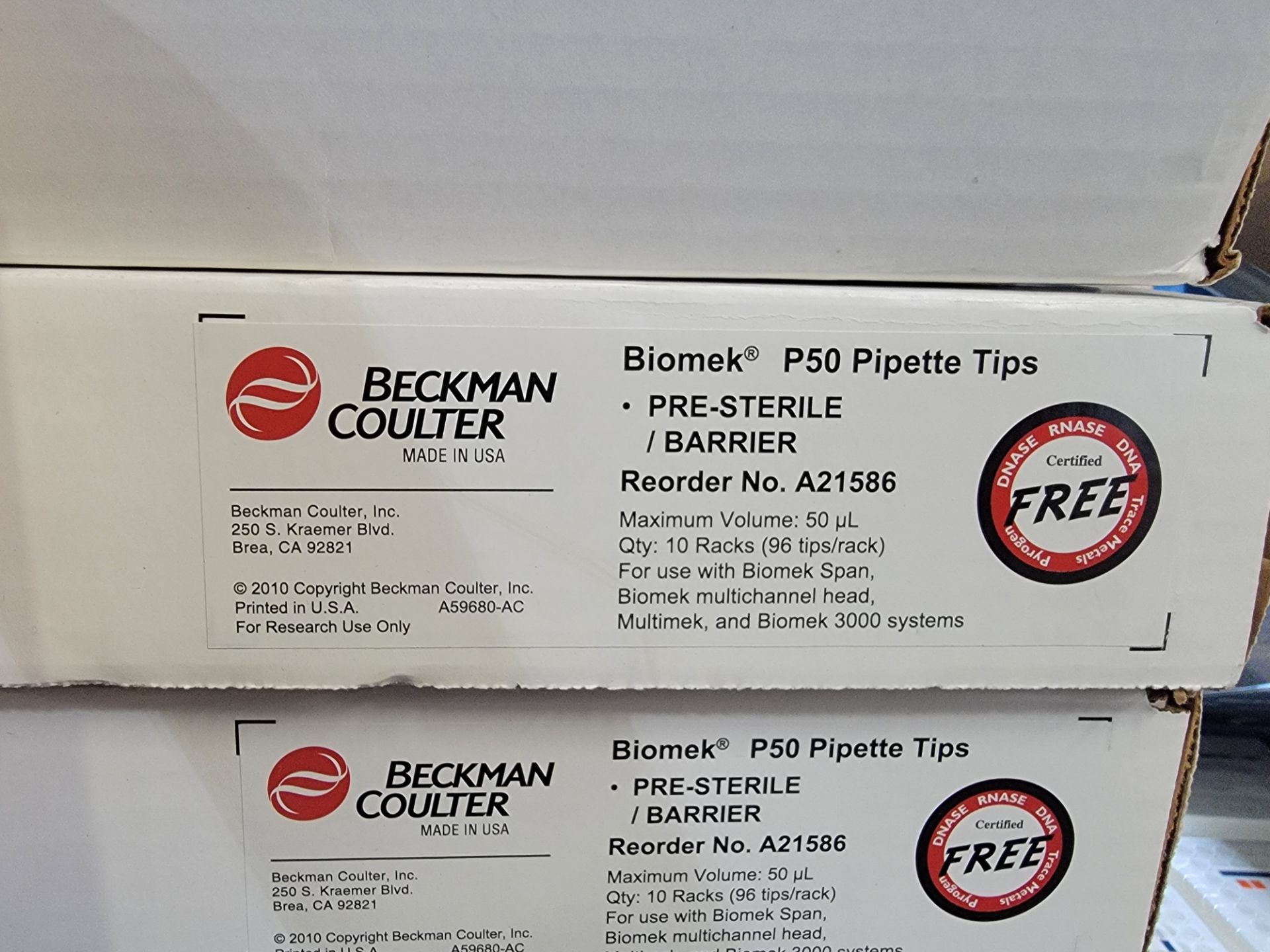 BOXES OF BECKMAN COULTER BIOTEK P50 PIPETTE TIPS - Image 3 of 4