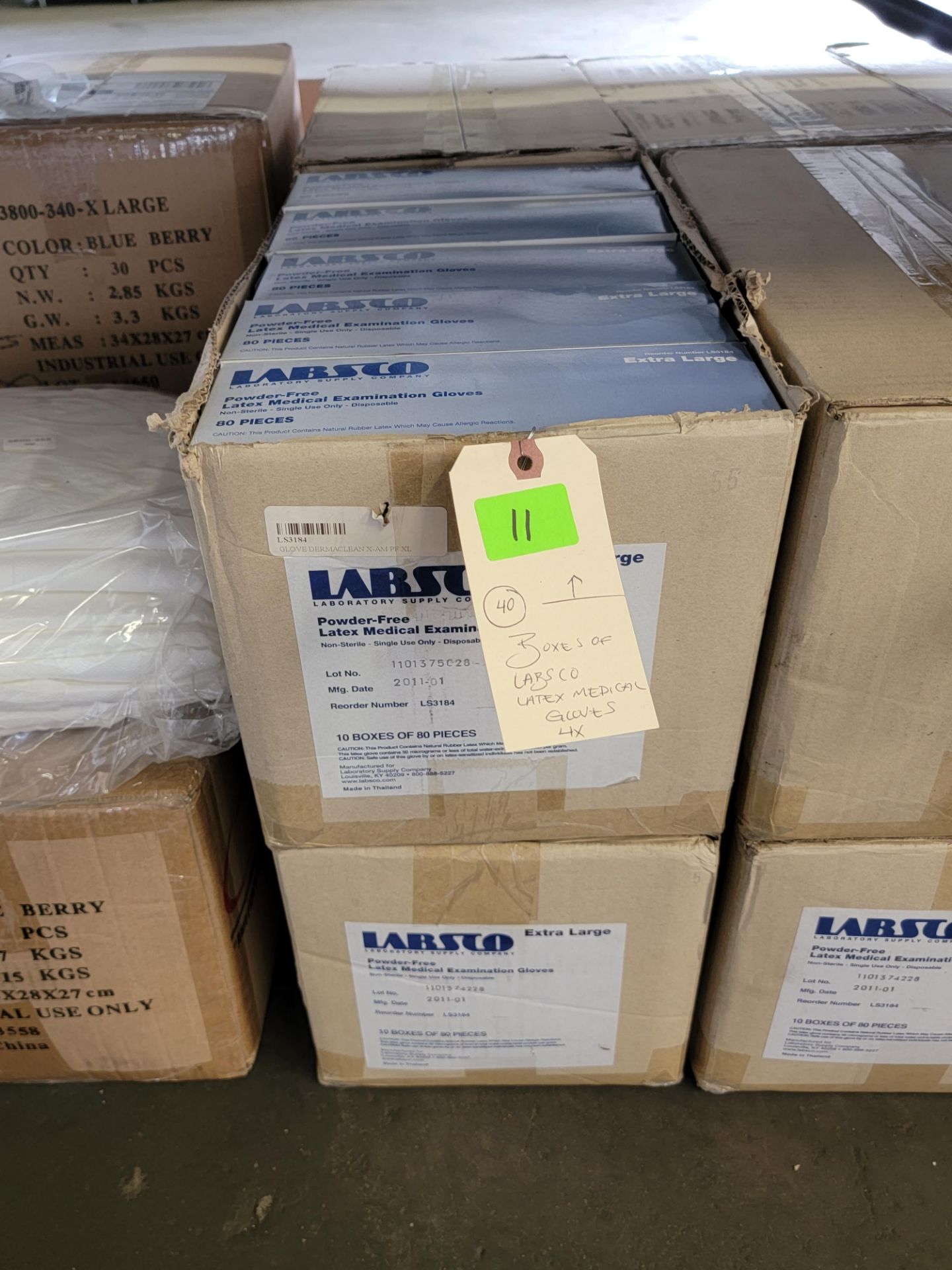 BOXES OF LABSCO LATEX MEDICAL GLOVES 4X