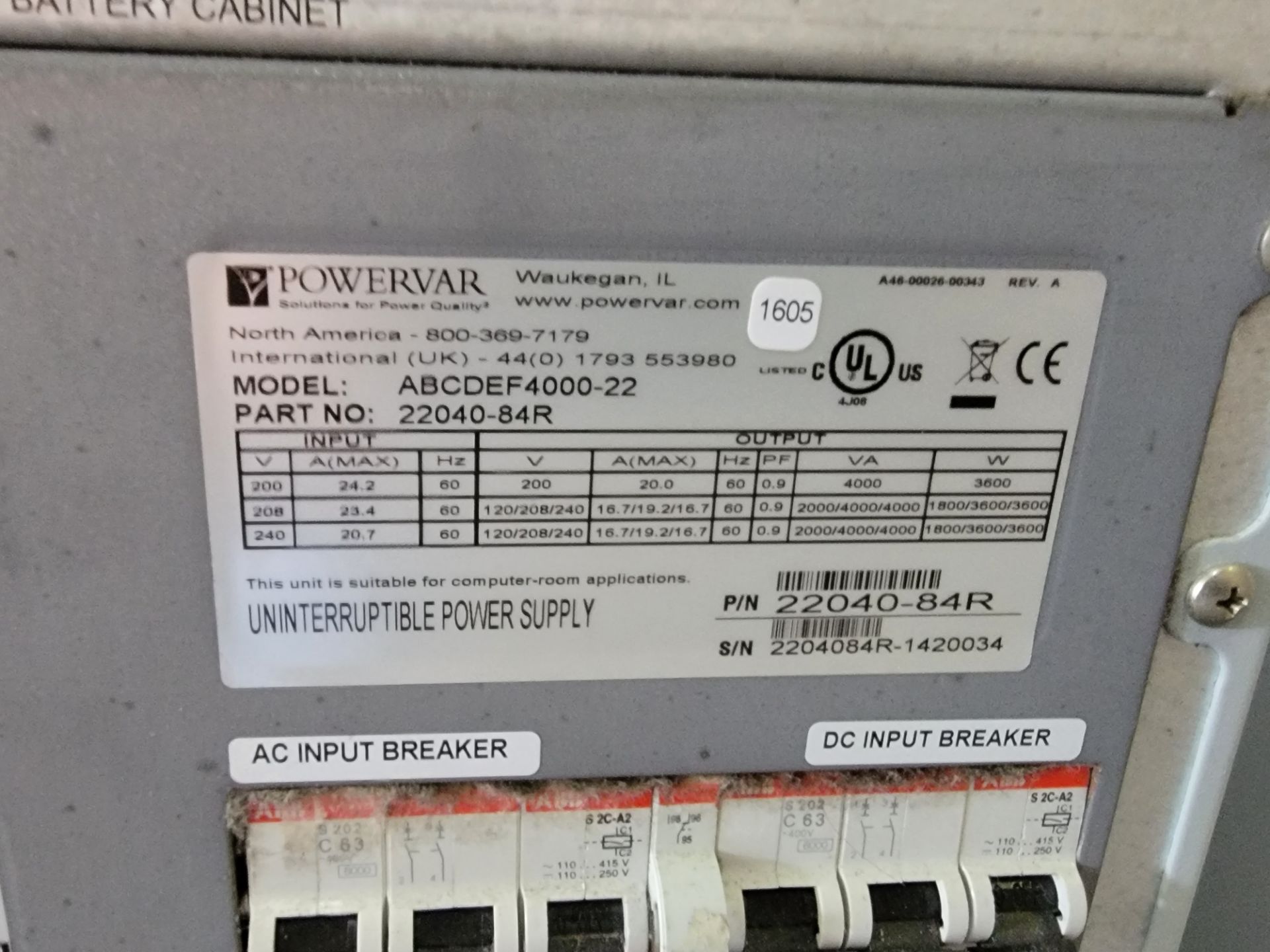 POWERVAR SECURITY PLUS ABCDEF4000-22 - Image 4 of 4