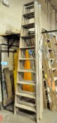 Lot-(1) Michigan Ladder and (1) National Ladder 10' Wood Step Ladders