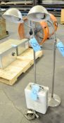 Lot-(2) Pedestal Type Gooseneck Lights and (1) Electric Heater