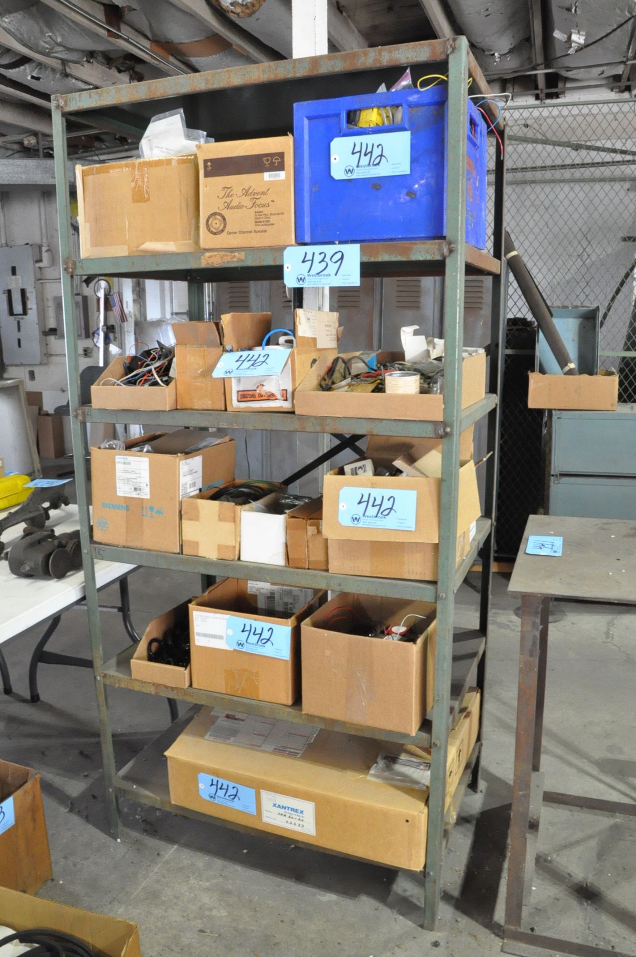 Lot-Various Electrical and Electronic Components on (5) Shelves, Includes Xentrex Power Supply