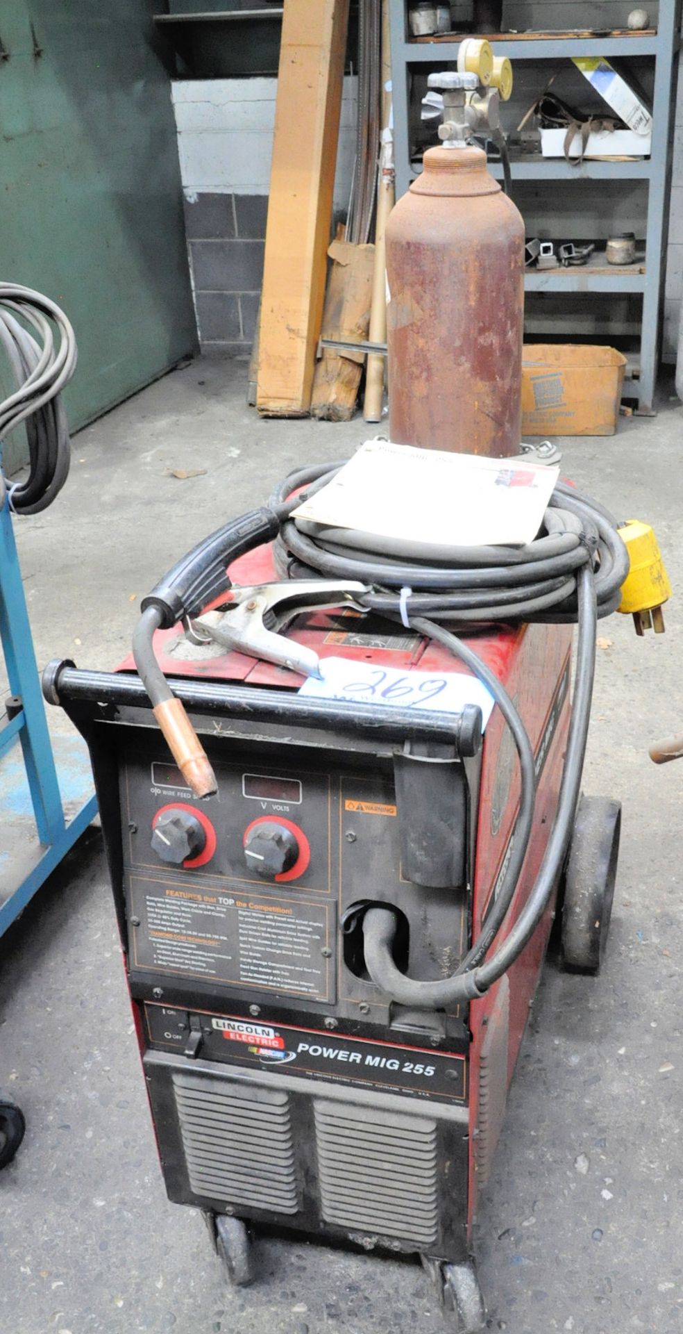 Lincoln Power Mig 255, 300-Amp Capacity Mig Welder, with Argon Tank and Leads, Portable