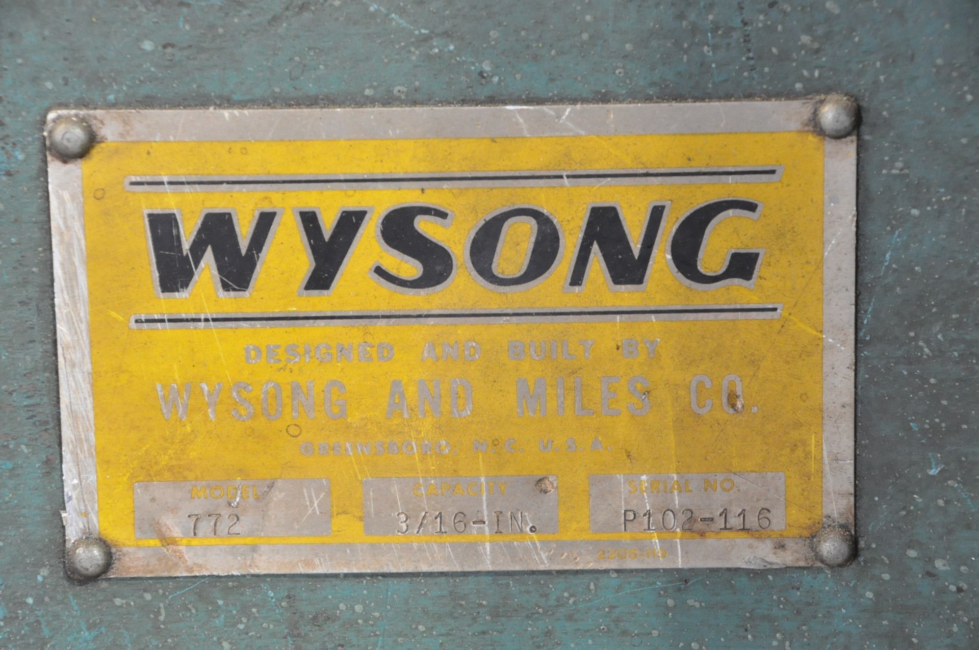 Wysong Model 772, 72" x 3/16" Capacity Power Squaring Shear, 24" Front Operated Powered Backgauge - Image 13 of 13