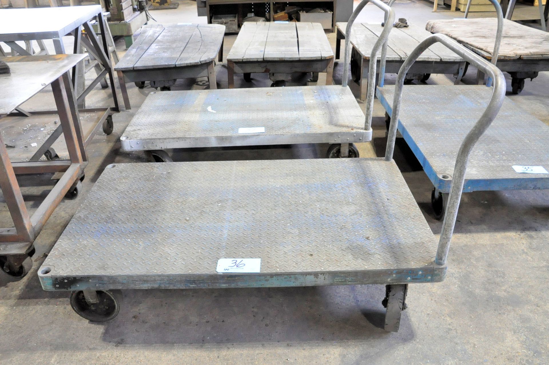 36" x 60" Steel Top Flat Deck Stock Cart with Handle
