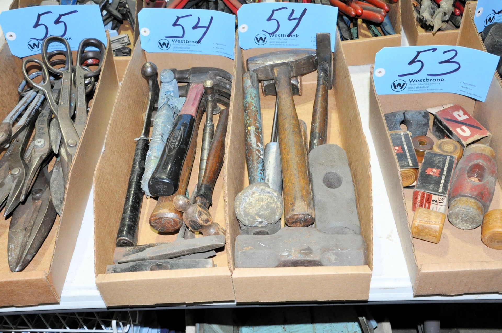 Lot-Sledge Hammers, Ball Peens and Claw Hammers in (2) Boxes