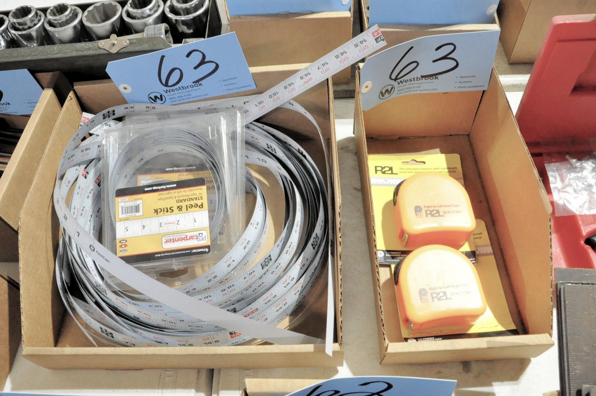 Lot-Tape Measures and Tape in (3) Boxes