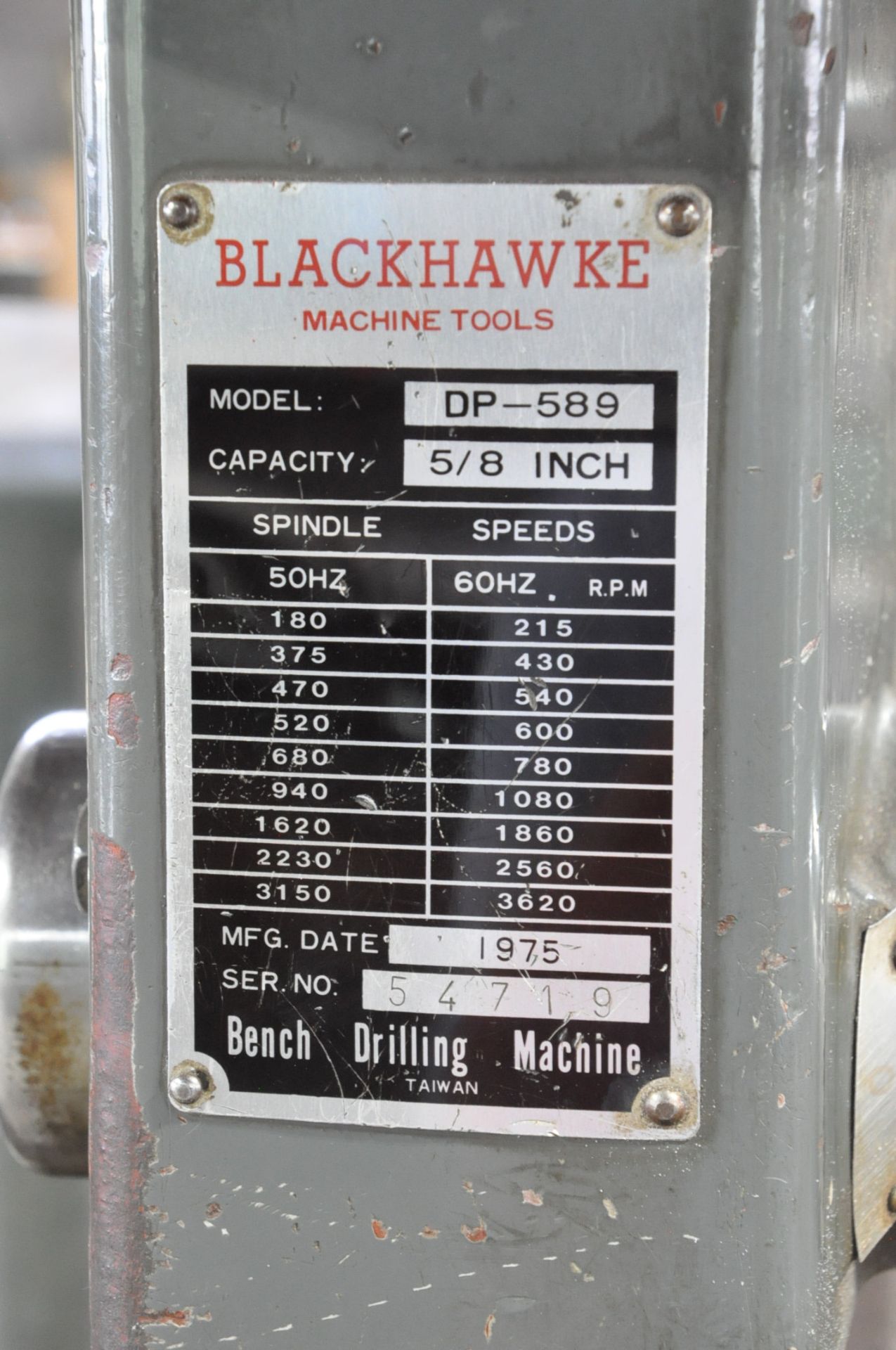 Blackhawke Model DP-588, 17" Variable Speed Bench Top Drill Press - Image 5 of 5