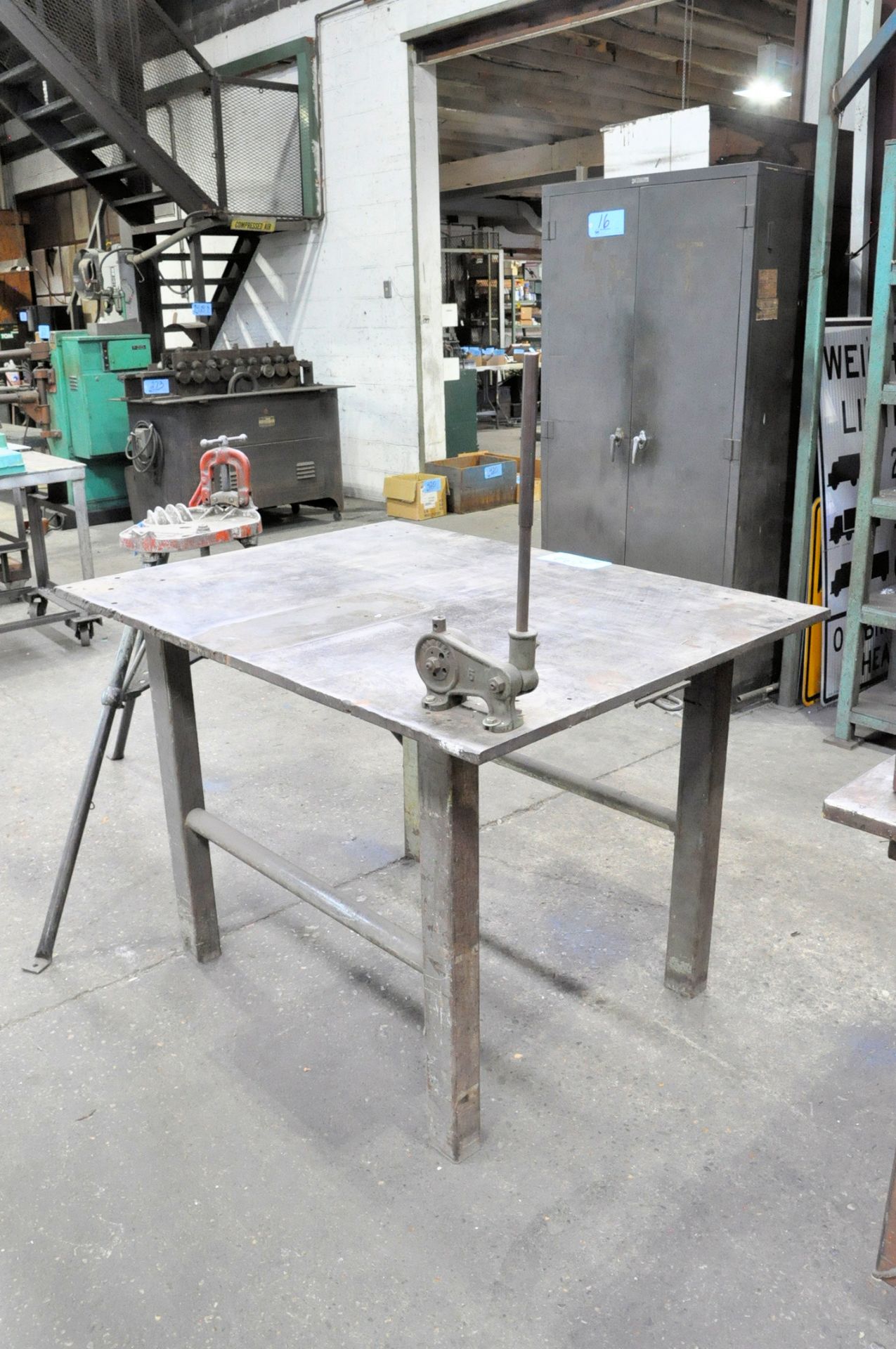 38" x 49" x 5/8" Steel Layout Table with Marvel No. 5 Punch