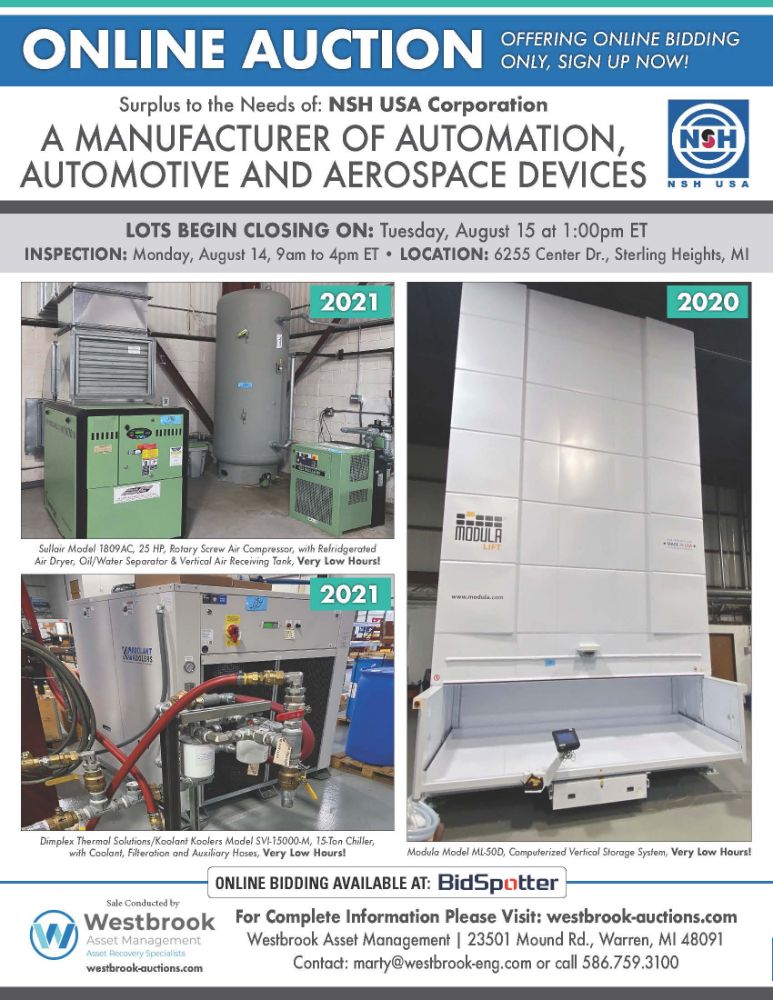 Surplus to the Needs of NSH USA Corporation - A Manufacturer of Automation, Automotive and Aerospace Devices