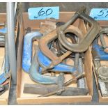 Lot-Various C-Clamps in (1) Box on Floor Under (1) Table