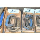 Lot-4" and 6" C-Clamps in (2) Boxes on Floor Under (1) Table