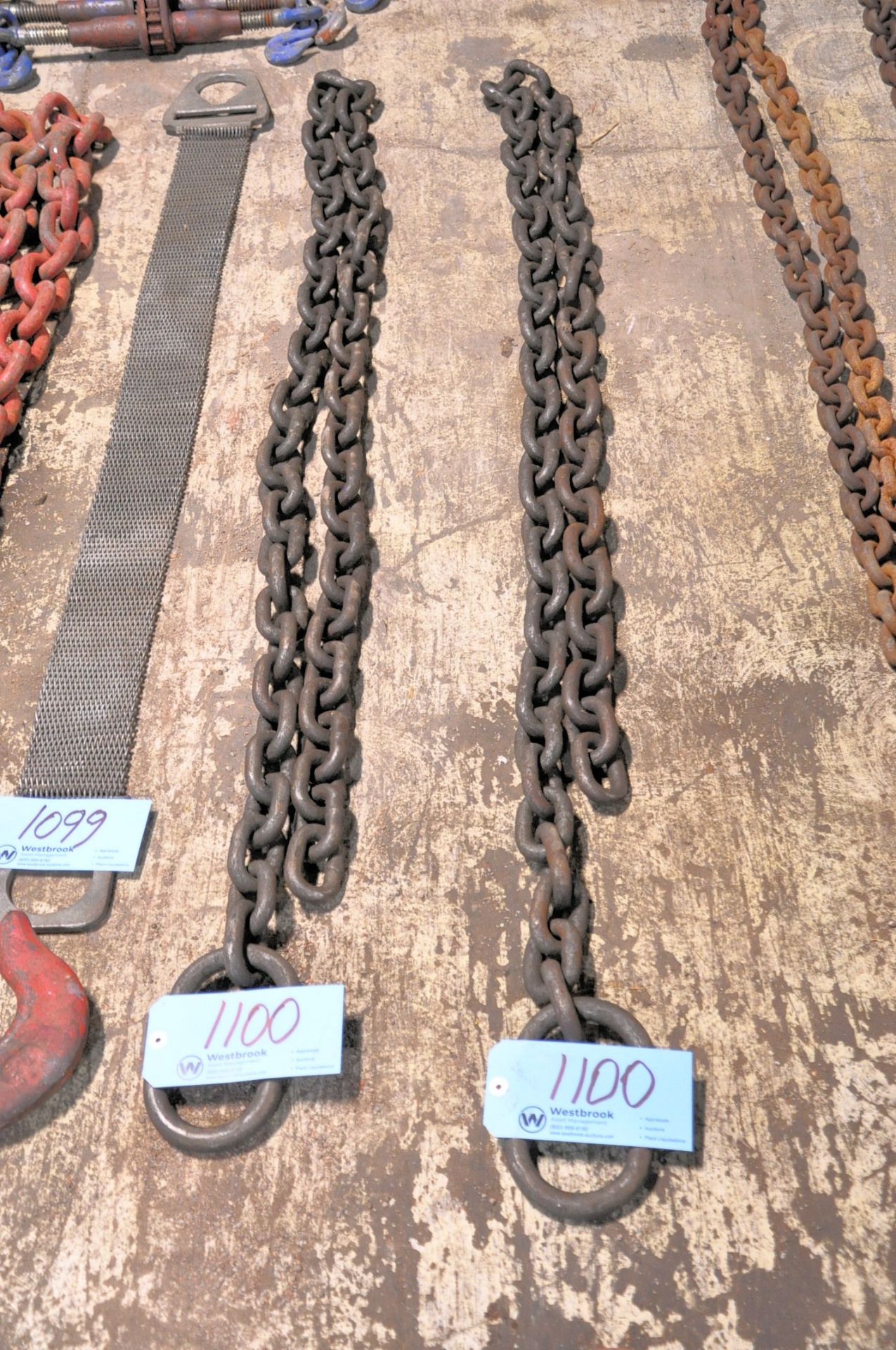 Lot-(2) 1/2" Link Open Ended Single Chain Slings