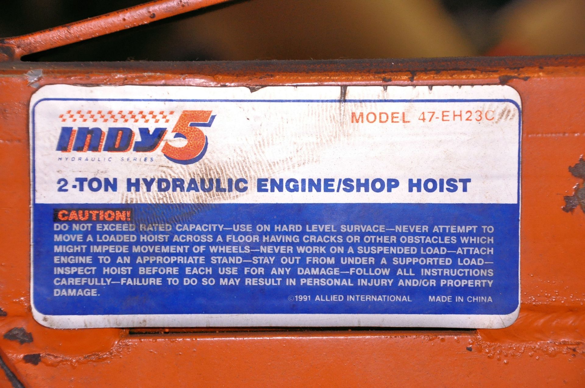Indy 5 Model 47-EH23C, 8-Ton Hydraulic Portable Gooseneck Crane - Image 2 of 2