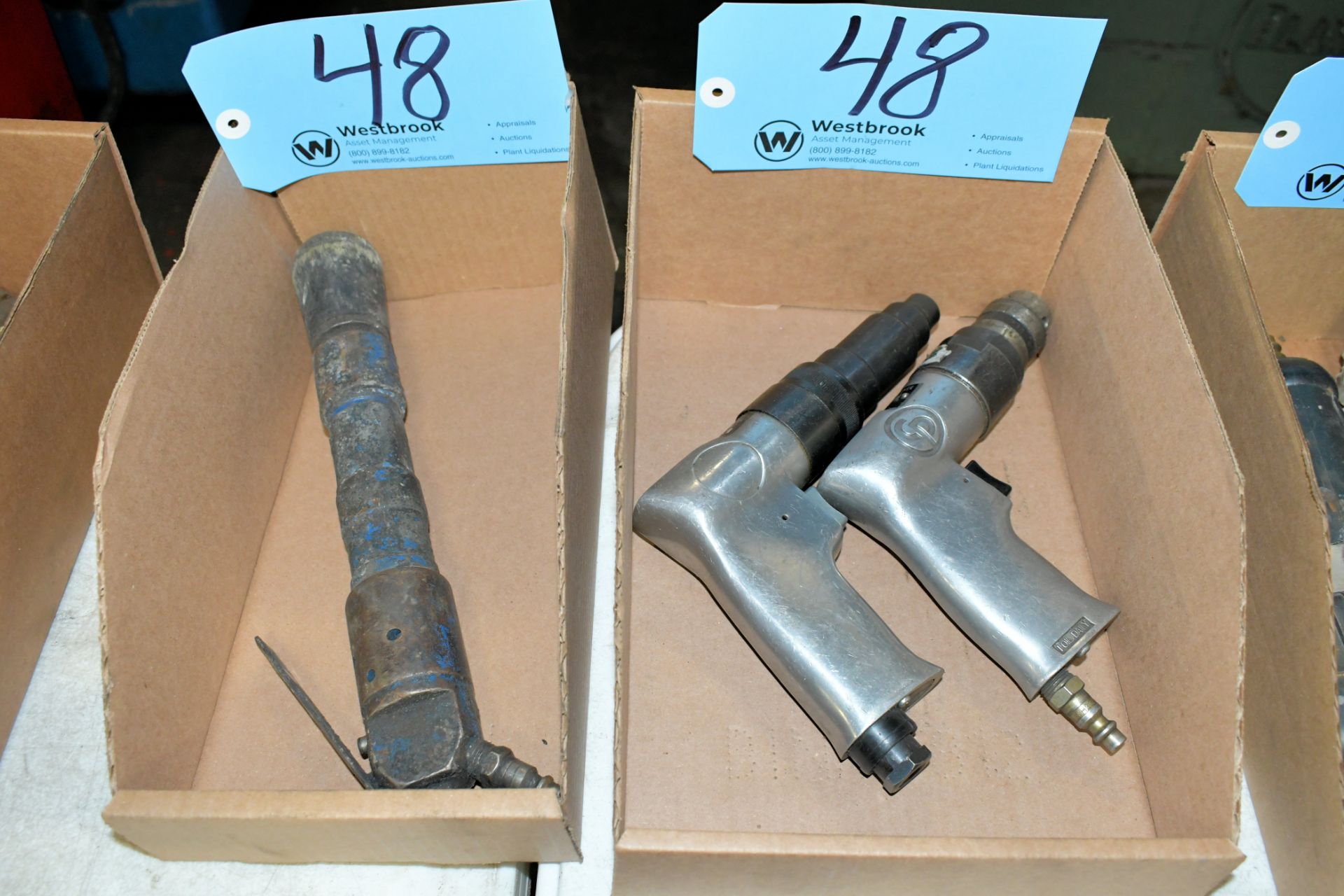 Lot-(1) Pneumatic Drill, (1) Driver Gun, and (1) Sanding Gun in (2) Boxes