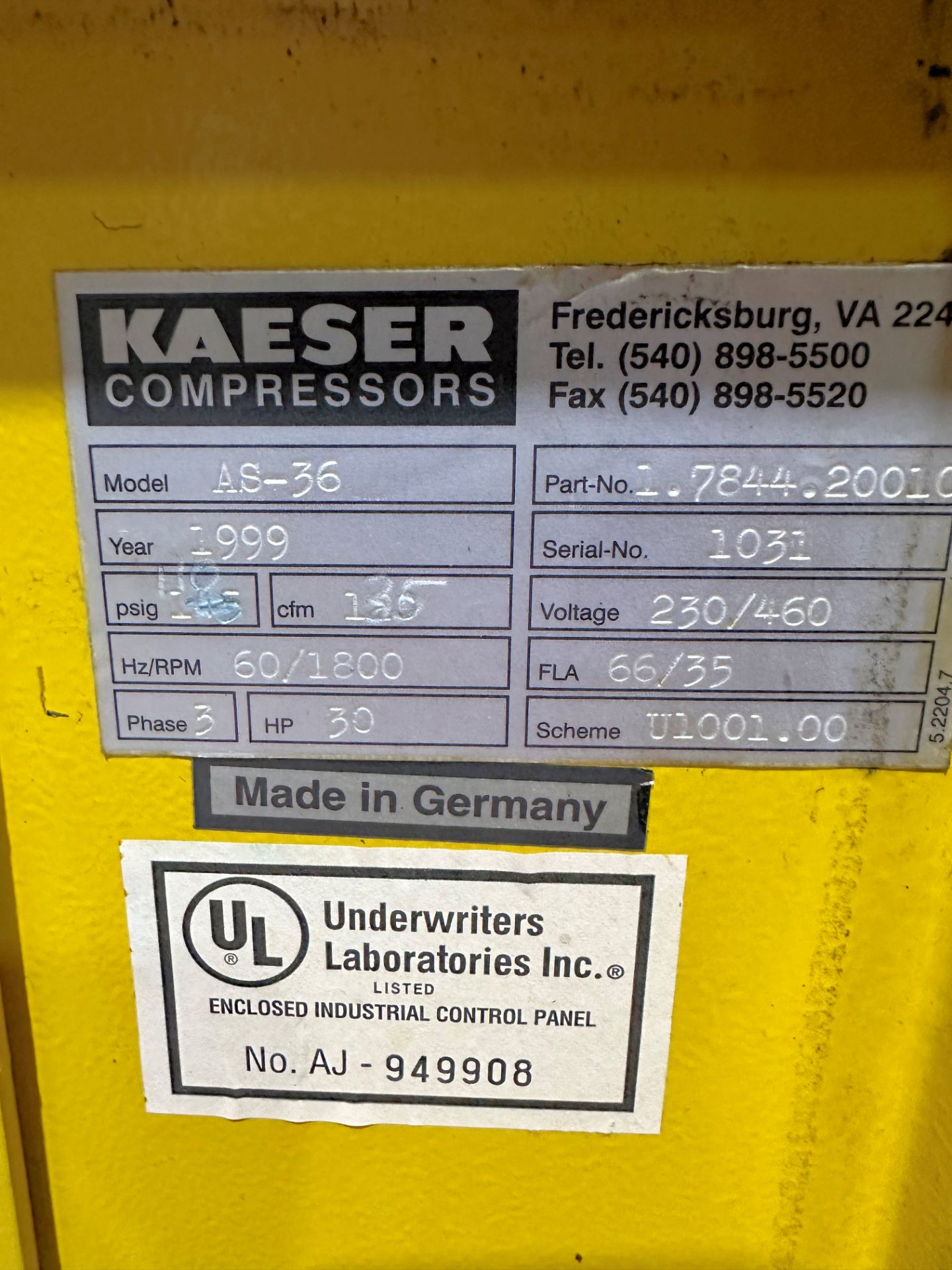 Kaeser AS36, 30-HP Rotary Screw Air Compressor - Image 4 of 4