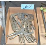Lot-Various Vise Grip Welding Clamps on (1) Box on Floor Under (1) Table