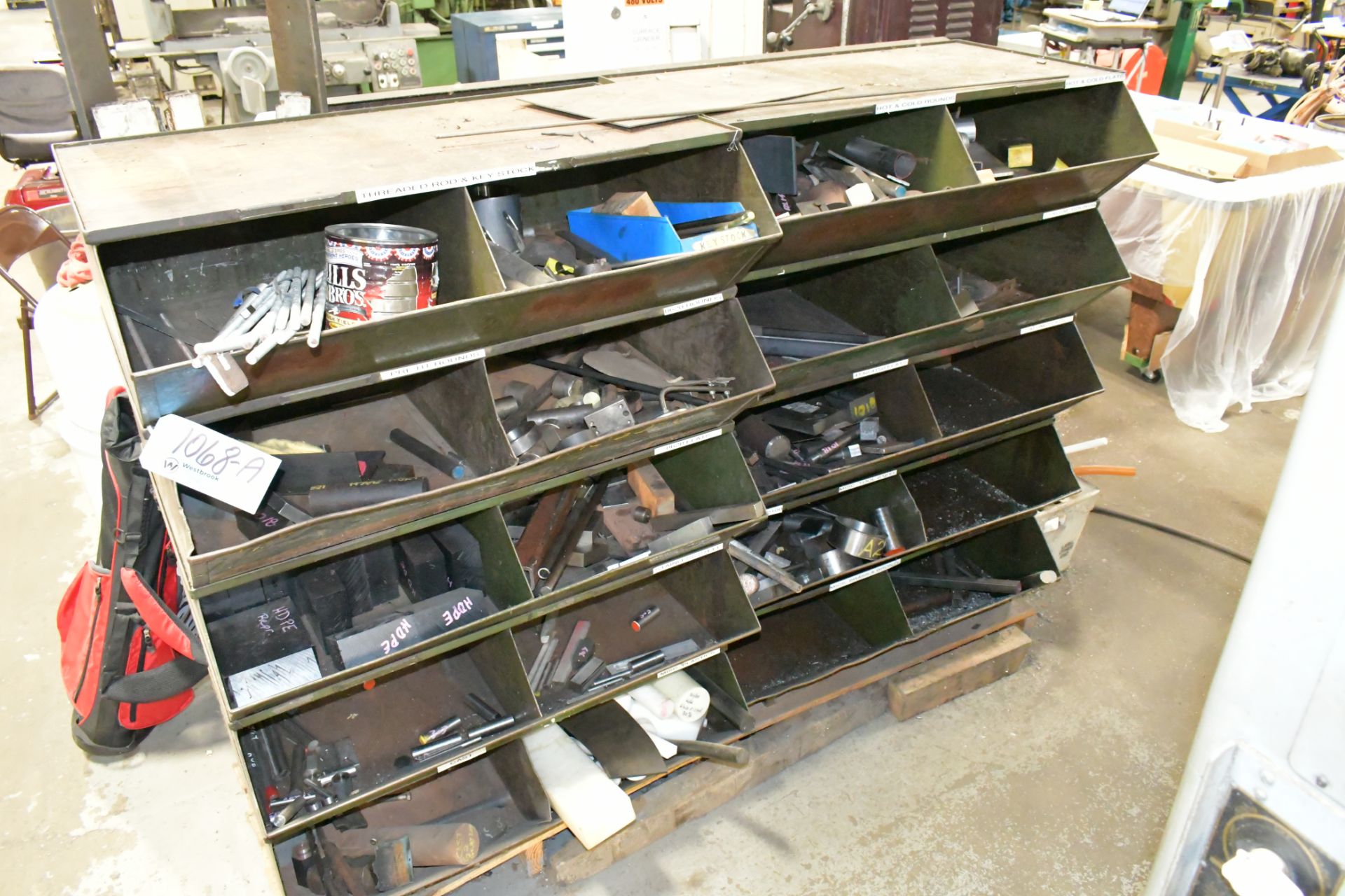 Lot-Various Allow Cutoff Stock with Tote Pan Rack - Image 2 of 7