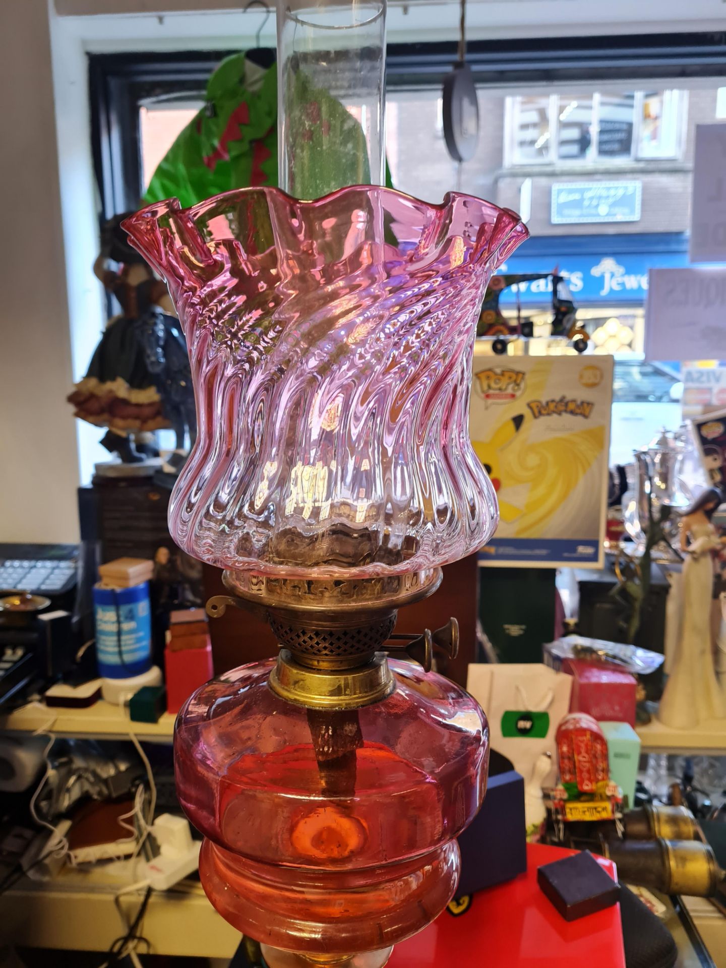 Vintage Ruby oil lamp - Image 2 of 3