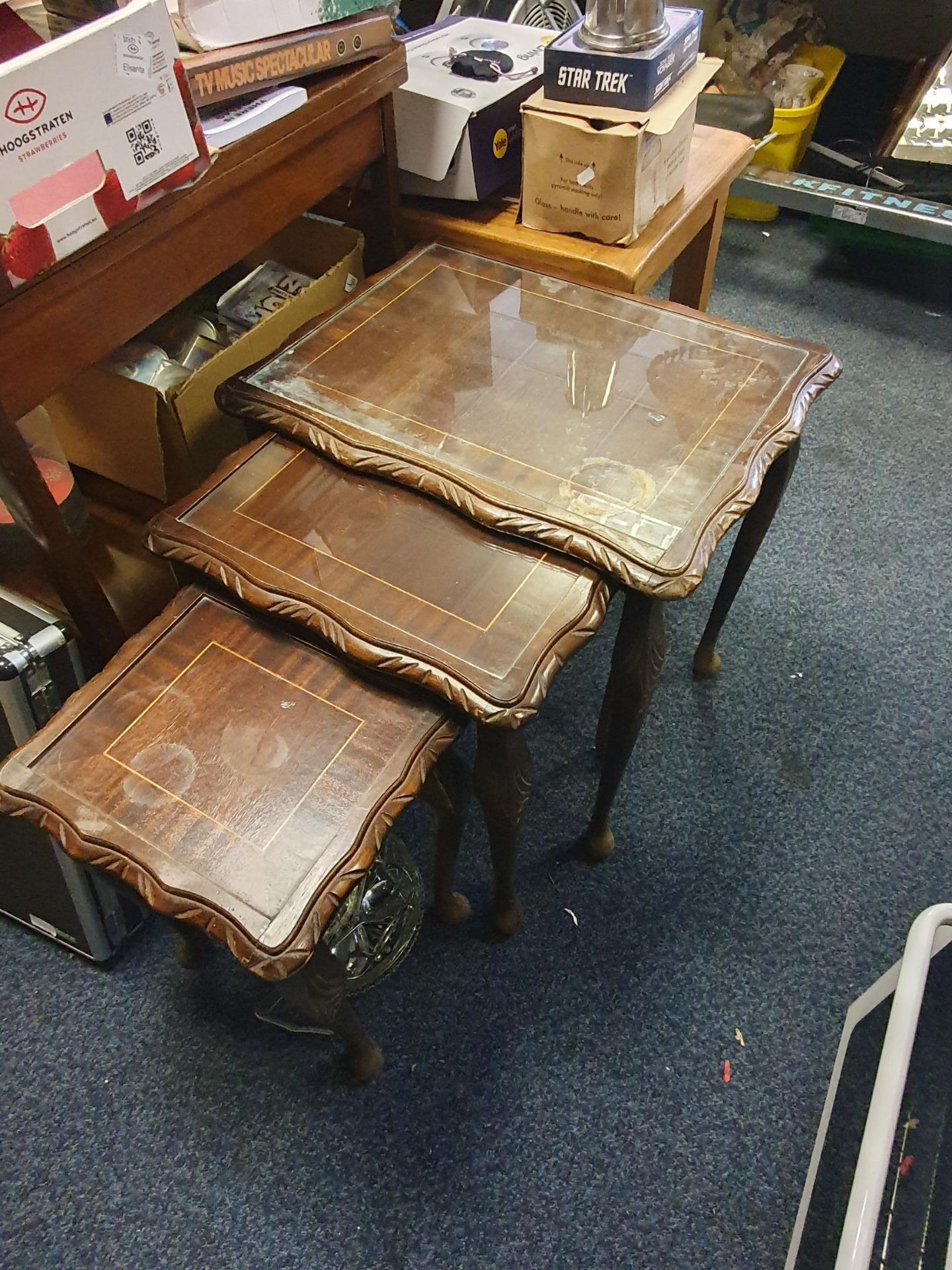 Vintage glass top nest of tables