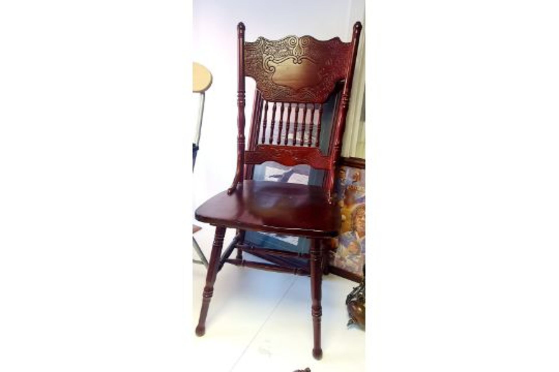 Beautiful High Back Vintage Chair with detail carving
