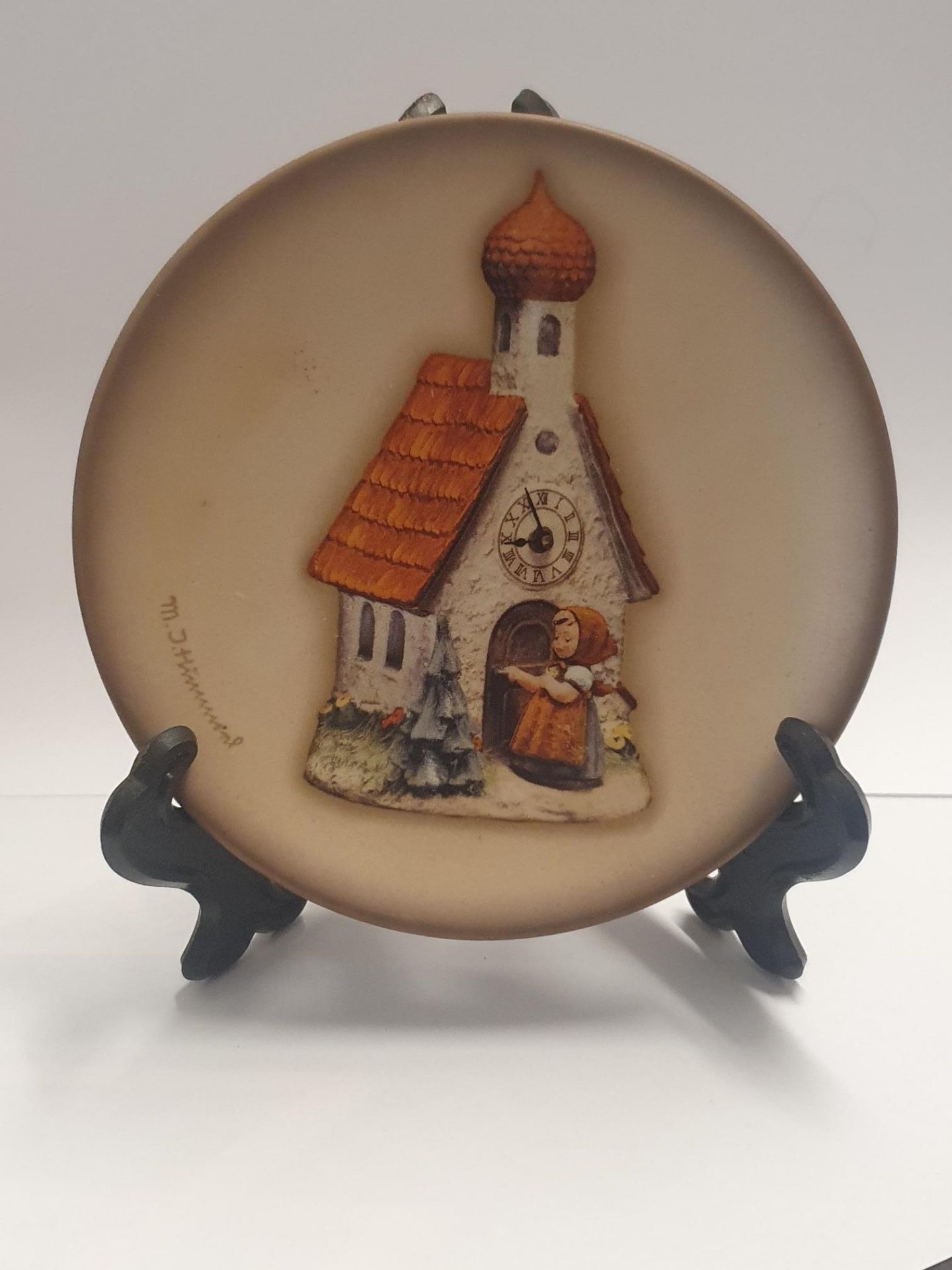 Vintage M.J Hummel Goebel Collectors plate and stand