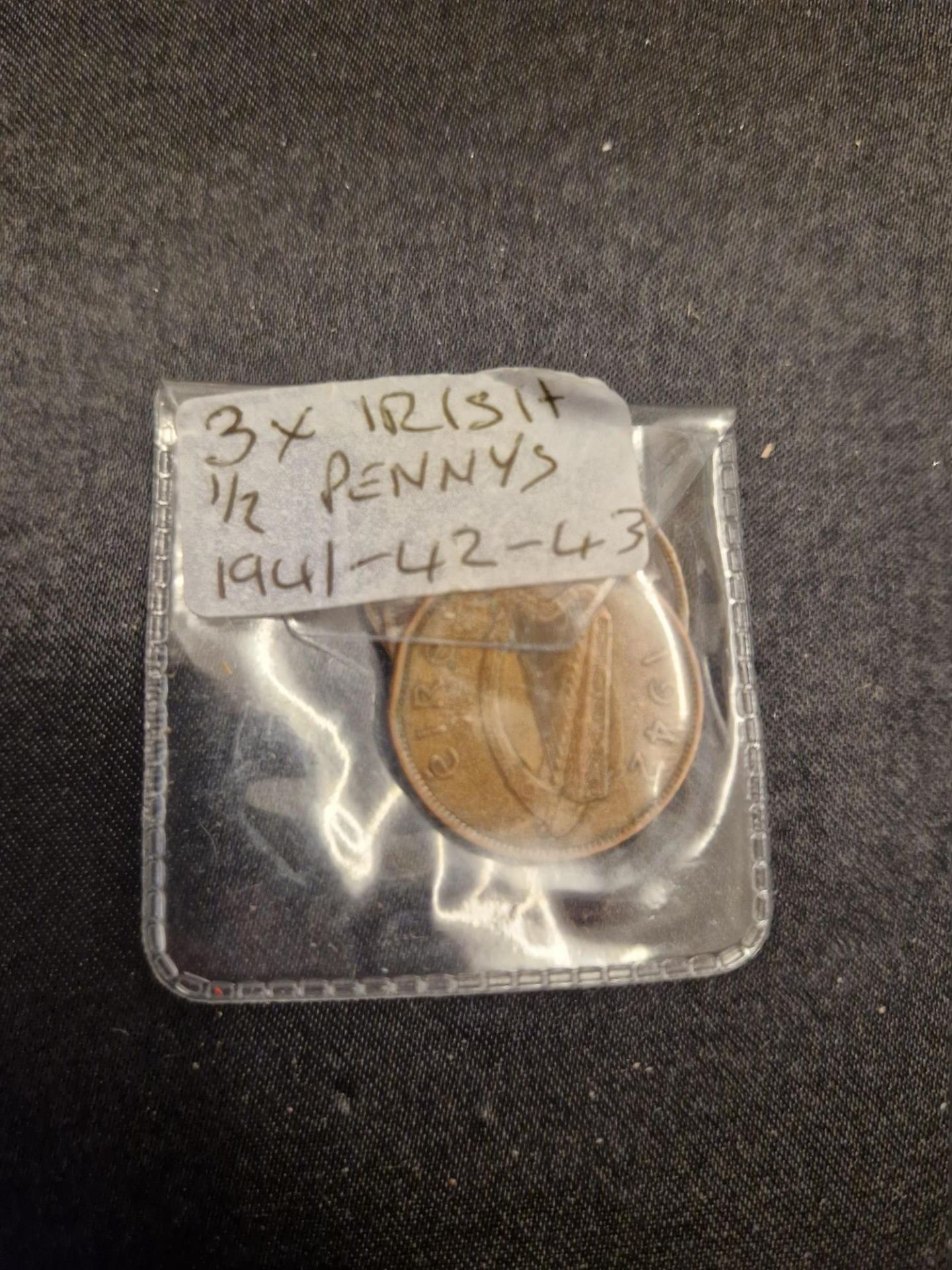 3 x irish 1/2 pennys 1941 - 42 - 63