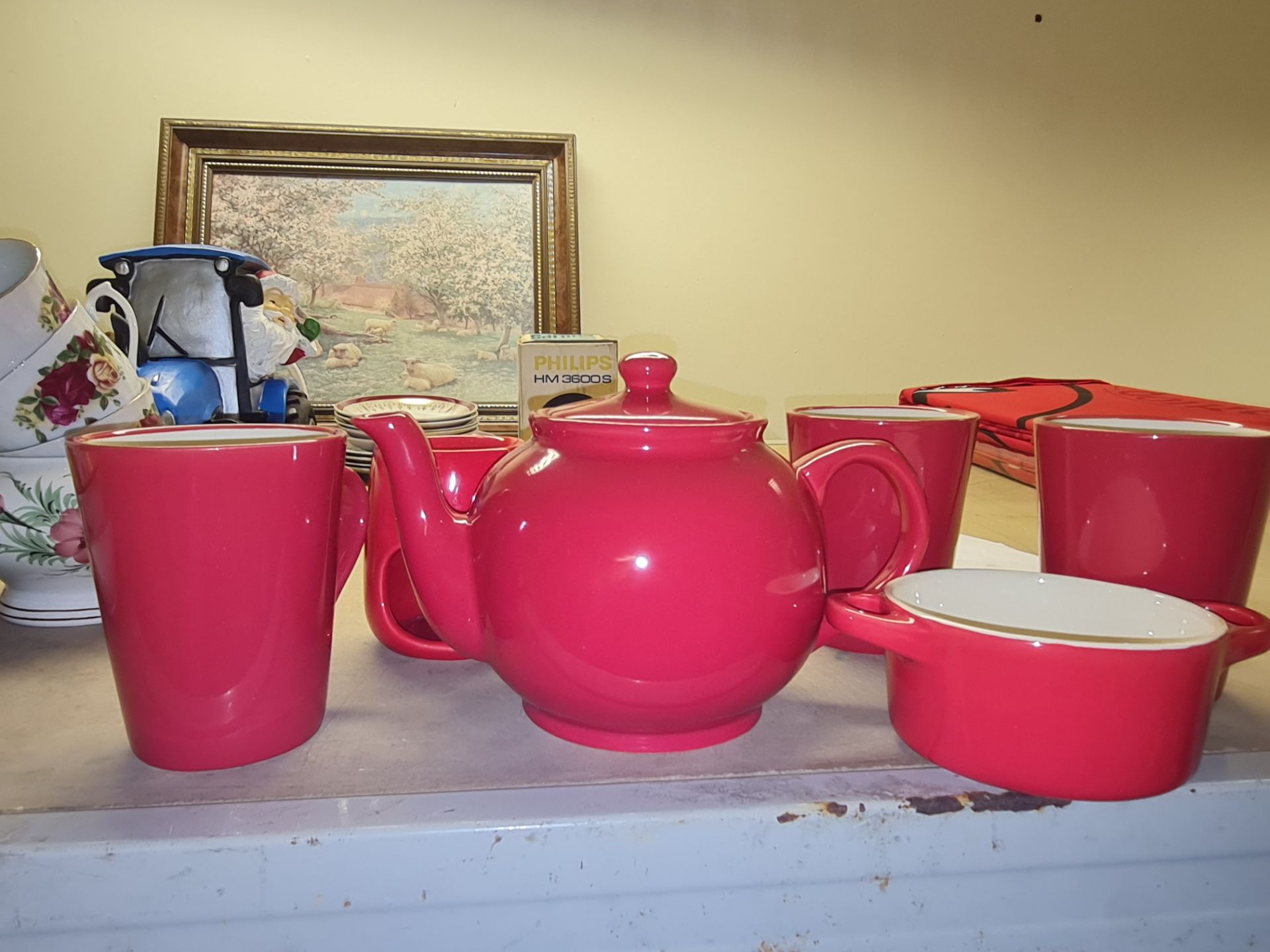 red teapot set joblot etc