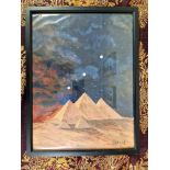 Lovely glass framed Pyramids picture - Cathal