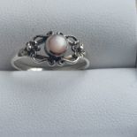 Vintage .925 silver/coral ring size K/L