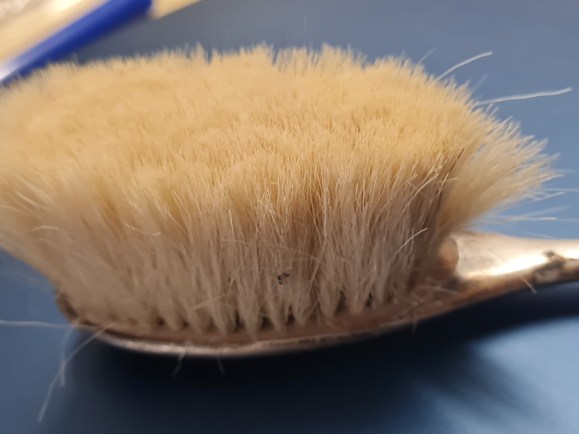 Vintage silver stamped brush with real horse hair - Image 2 of 3