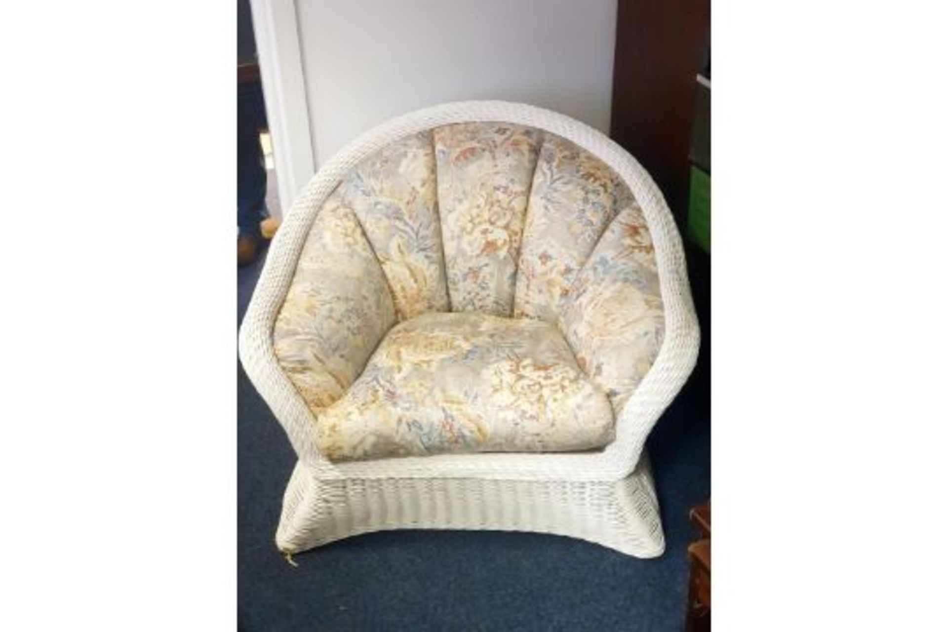 Large comfy padded wicker style lounge chair