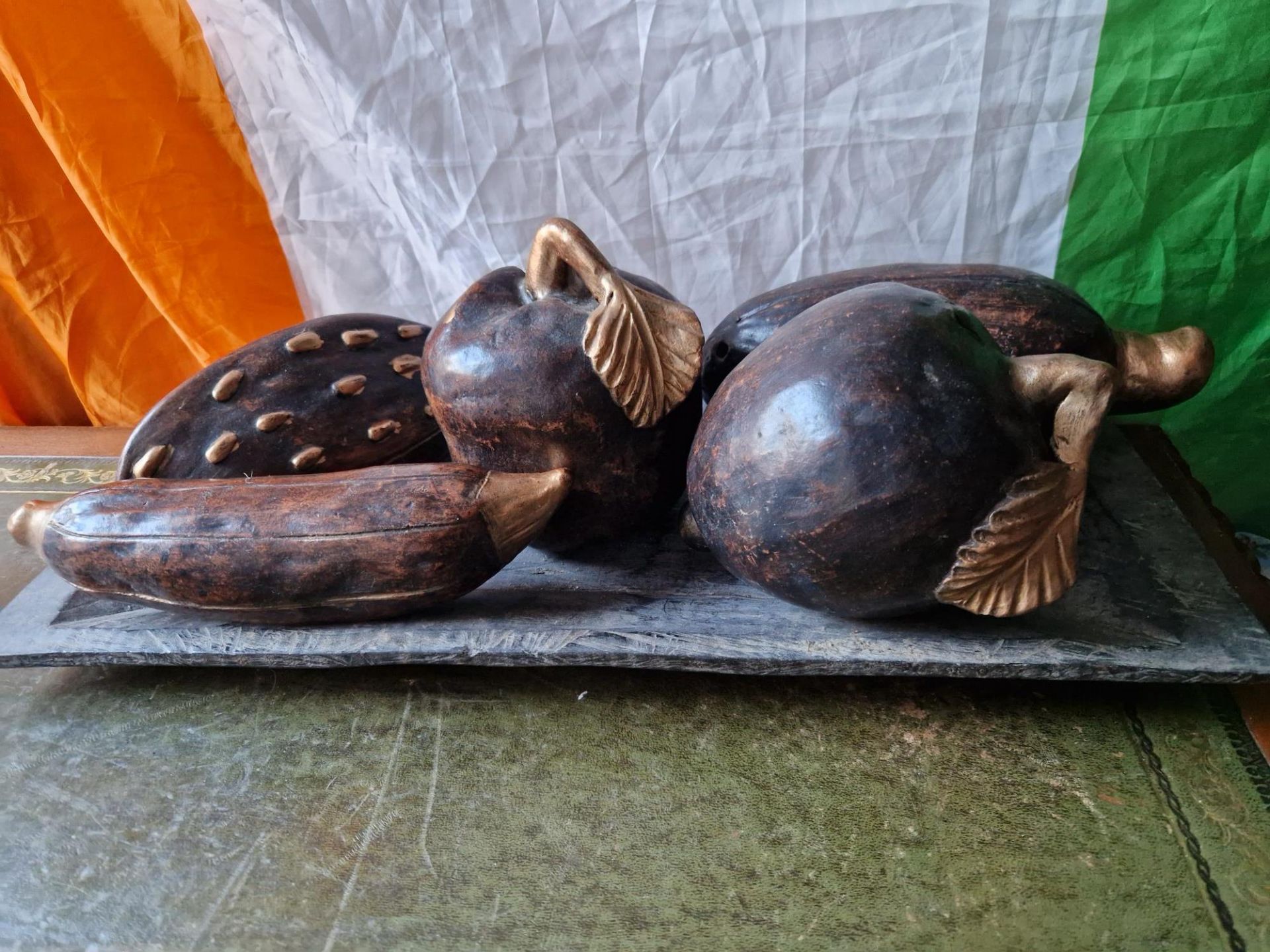 large Wooden fruits and tray